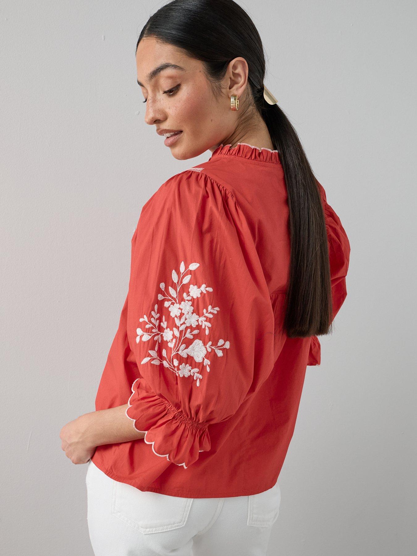 the-very-collection-cotton-poplin-embroidered-blouse-redstillFront