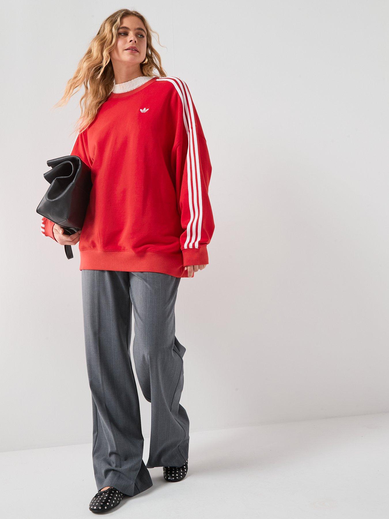 Image 3 of 5 of adidas Originals Women's 3 Stripes Oversized Adilenium Crew Sweater - Red