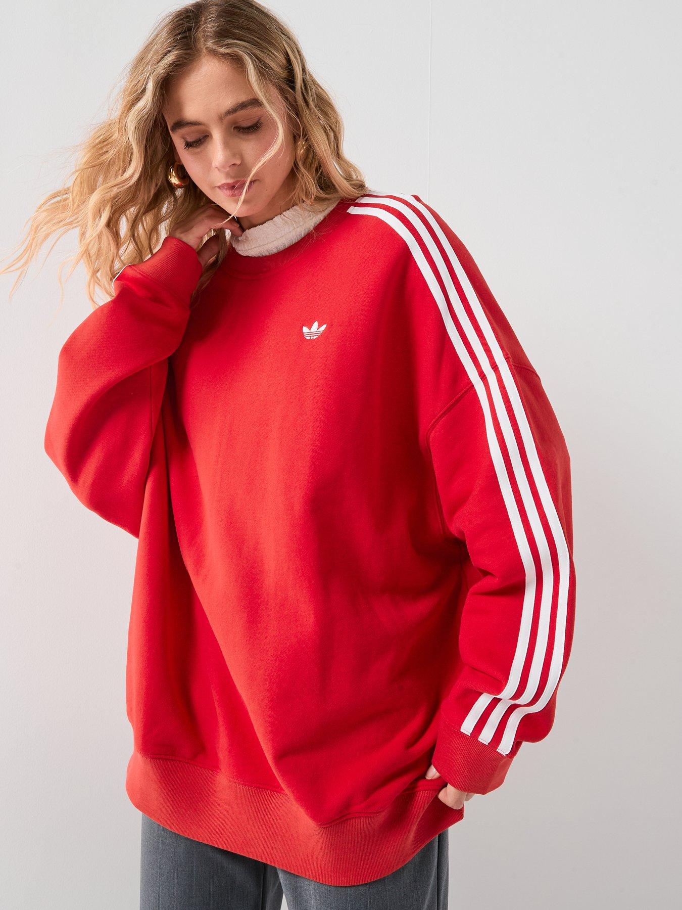 Image 4 of 5 of adidas Originals Women's 3 Stripes Oversized Adilenium Crew Sweater - Red