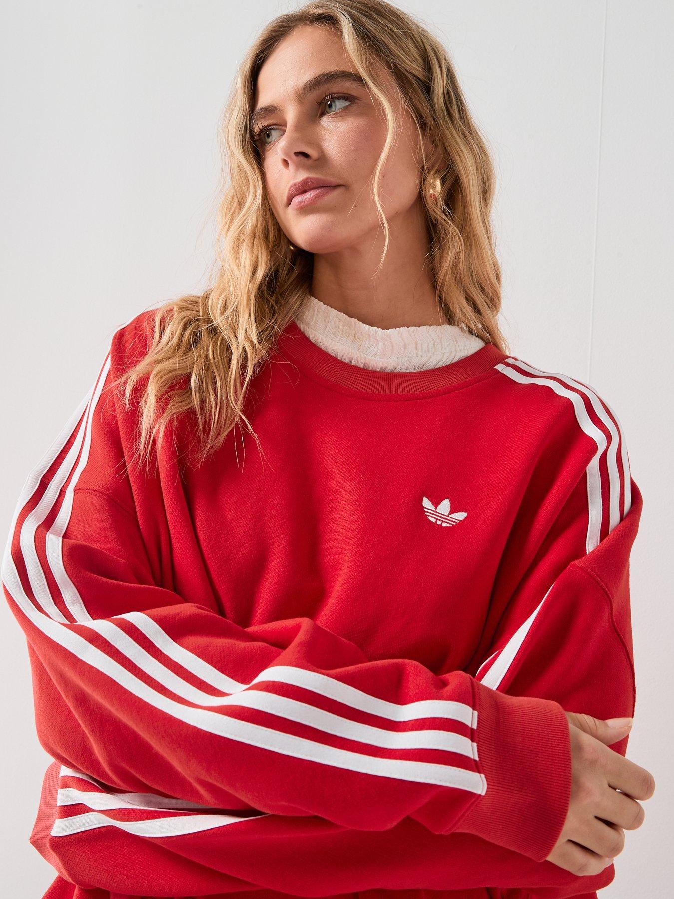 Image 5 of 5 of adidas Originals Women's 3 Stripes Oversized Adilenium Crew Sweater - Red