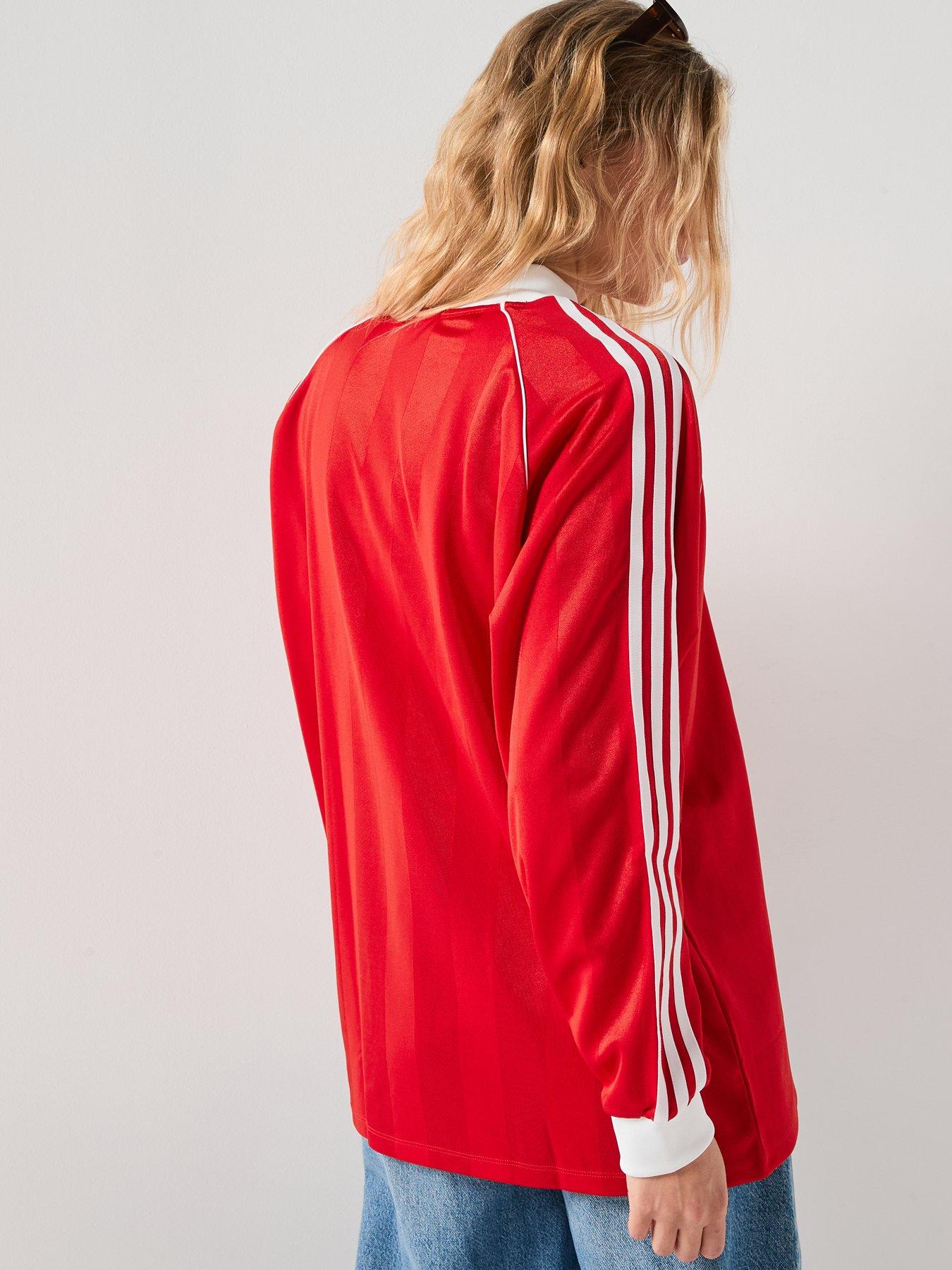 Image 2 of 6 of adidas Originals Women's 3 Stripes Jaquard Long Sleeve Tee - Red