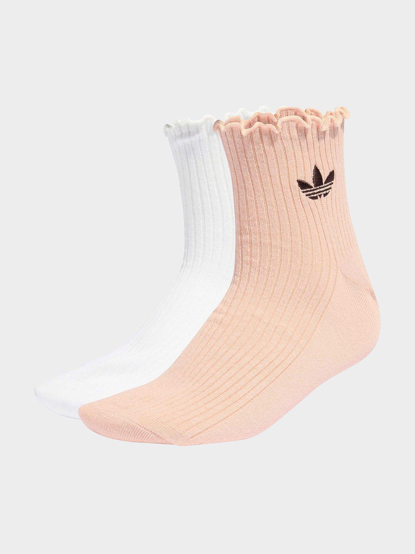 adidas-originals-ruffle-quarter-length-socks-2-pack-blush-pinkwhite
