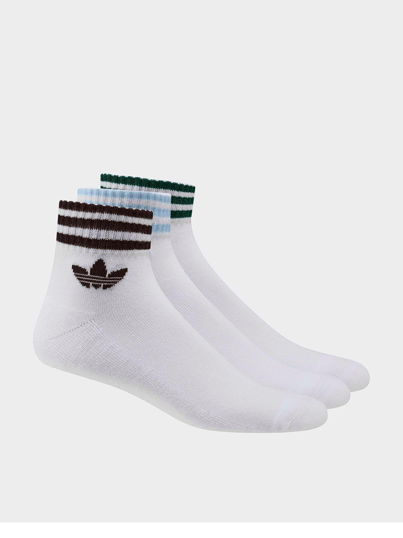 Image 1 of 1 of adidas Originals Unisex 3 Stripe Ankle Socks 3 Pack - White