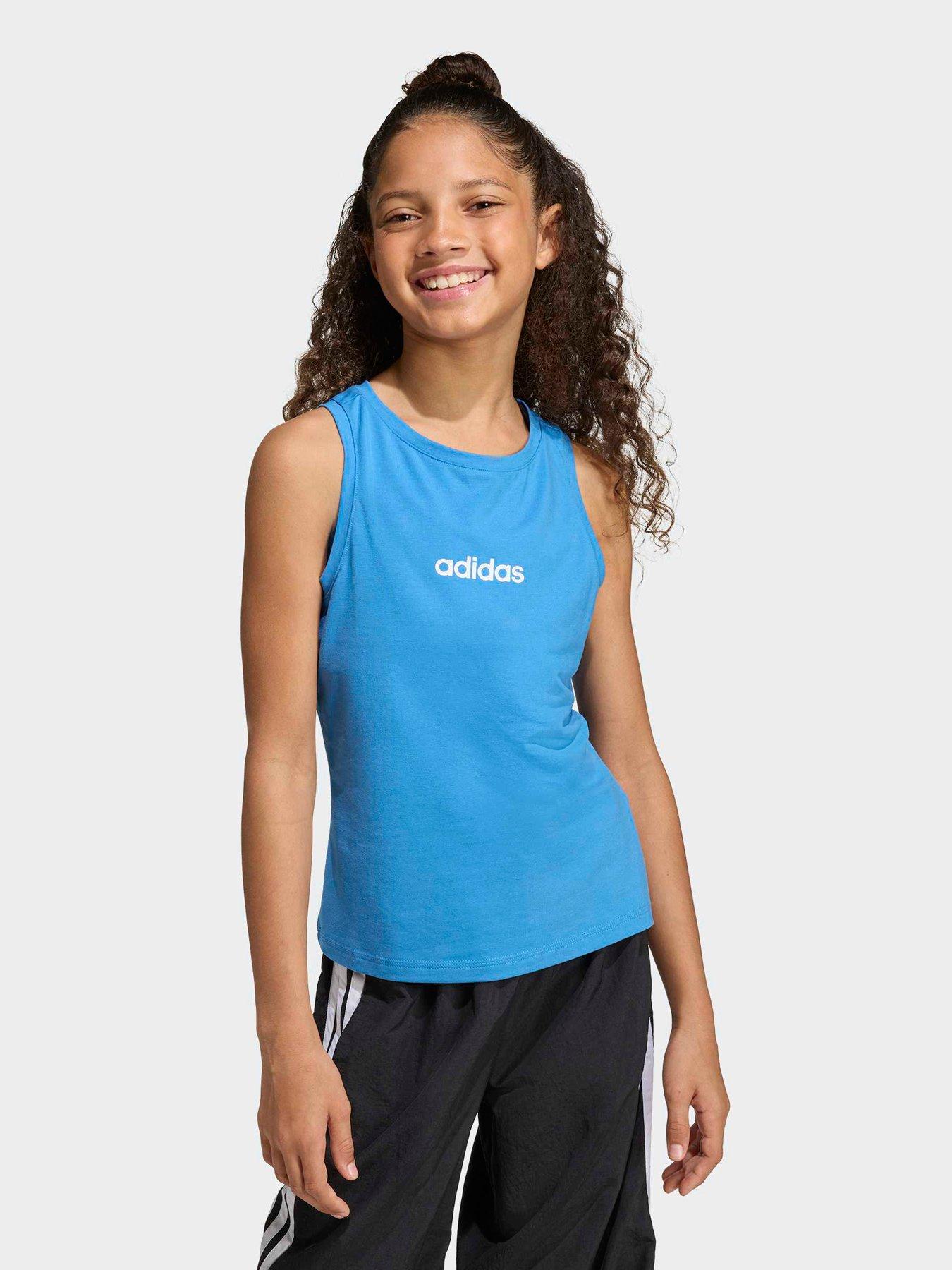 Adidas Sportswear Junior Girls Girls Linear Single Jersey Tank - Blue in Rayblu