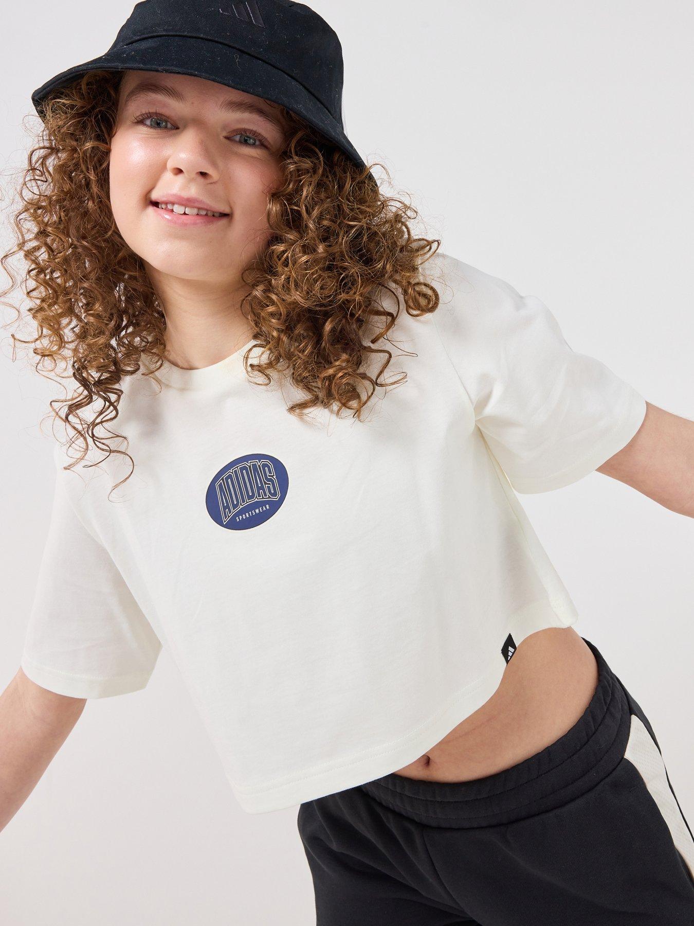 Adidas Sportswear Junior Girls Stadium Graphic Cropped T-Shirt Junior - White in Owhite