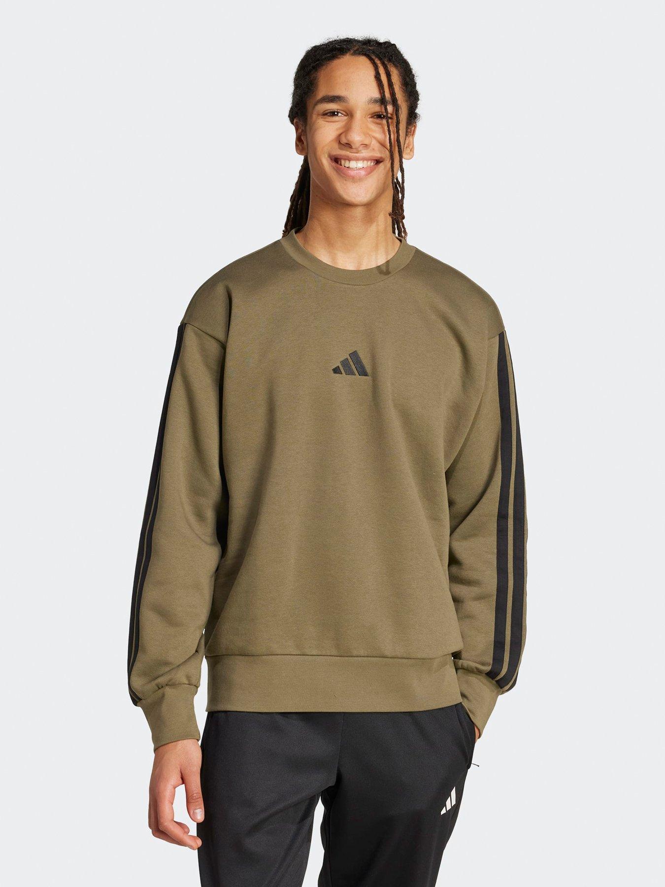 adidas-sportswear-mens-essentials-three-stripes-fleece-sweatshirt-green
