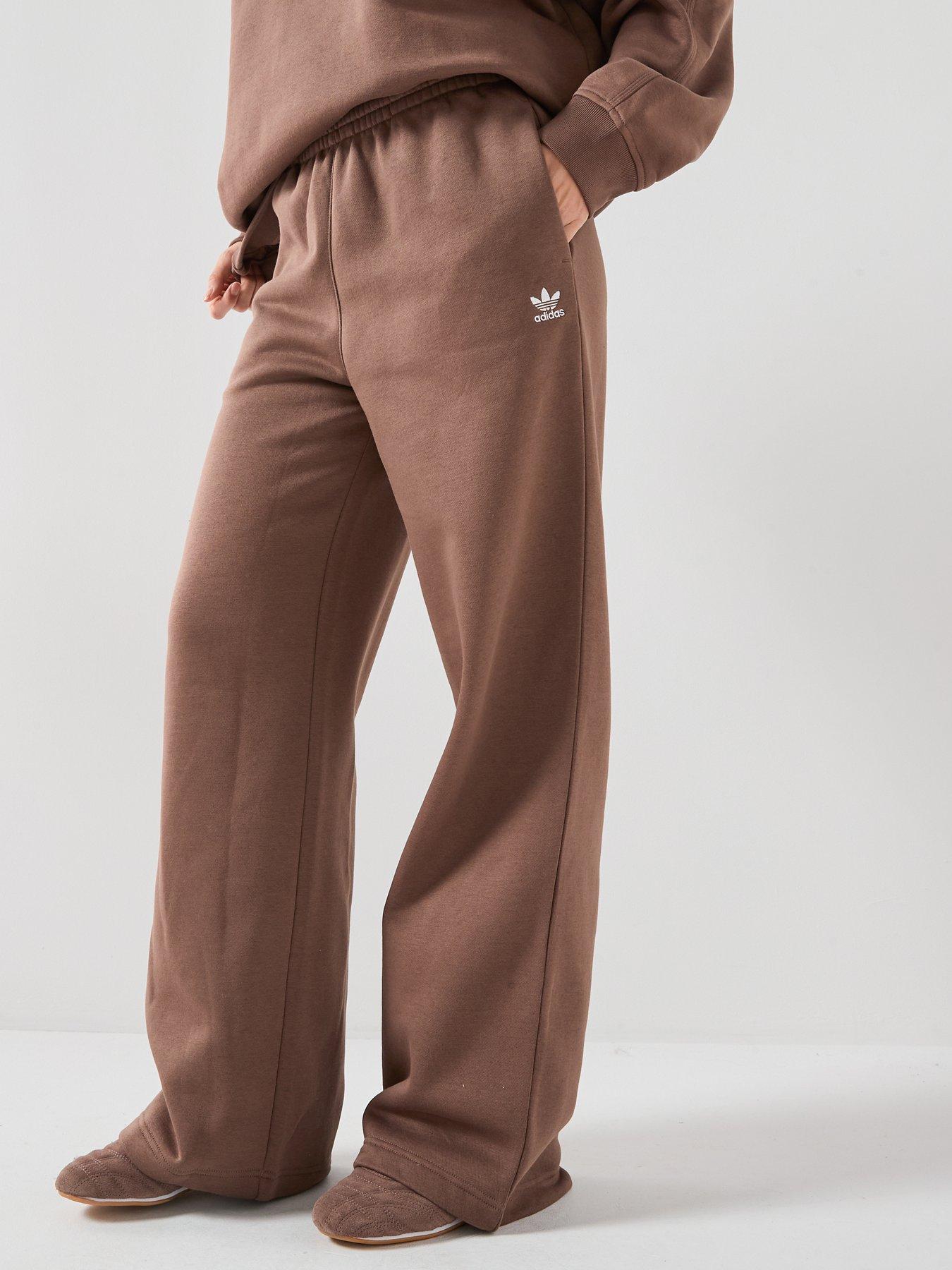 adidas Originals Women's Essentials Wide Leg Fleece Pants - Brown