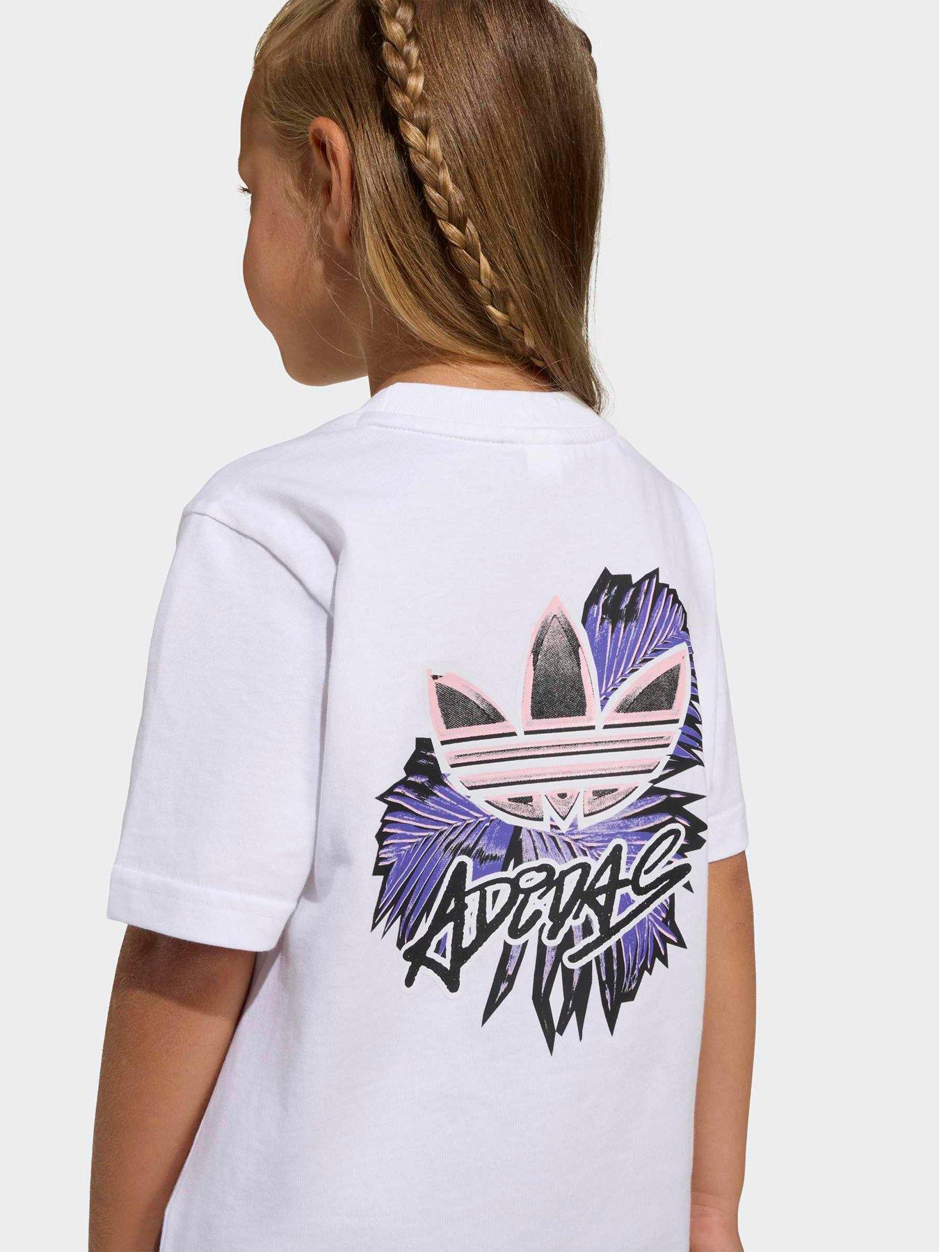 Image 4 of 6 of adidas Originals Kids Unisex Floral Printed Regular Short Set - Purple