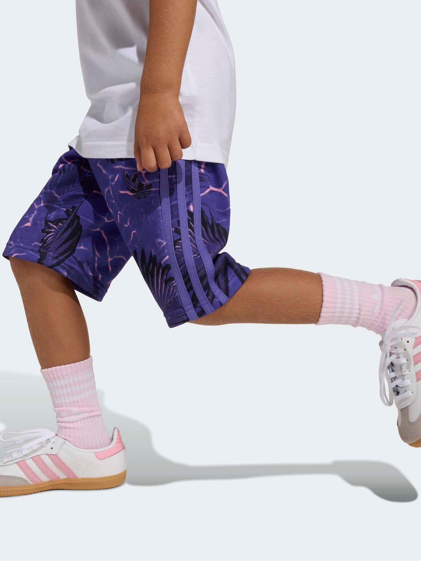 Image 5 of 6 of adidas Originals Kids Unisex Floral Printed Regular Short Set - Purple