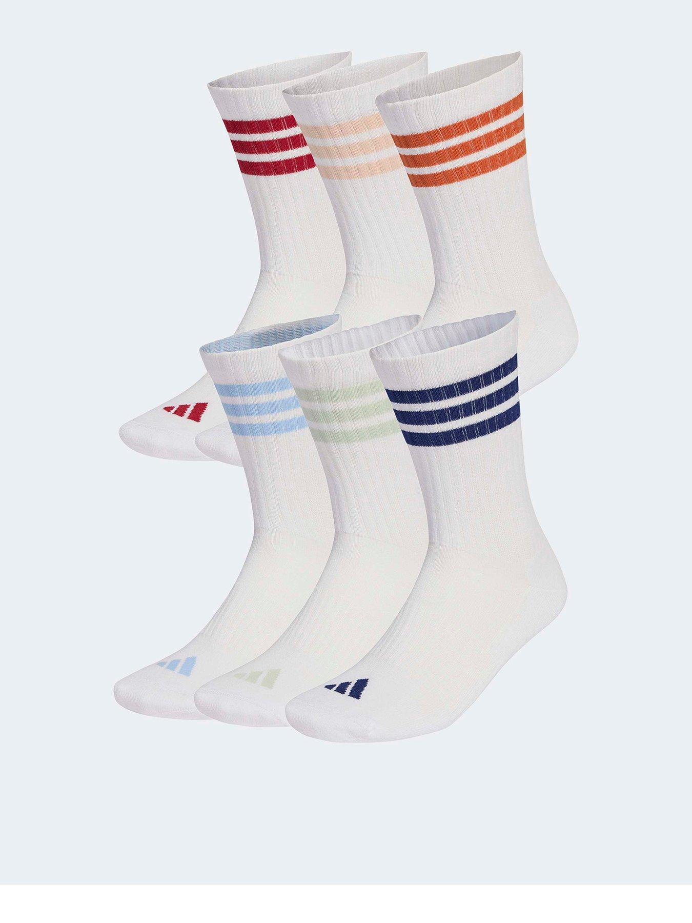 Image 1 of 4 of adidas Sportswear Unisex 3 Stripe Essentials Crew Socks 6 Pack - White