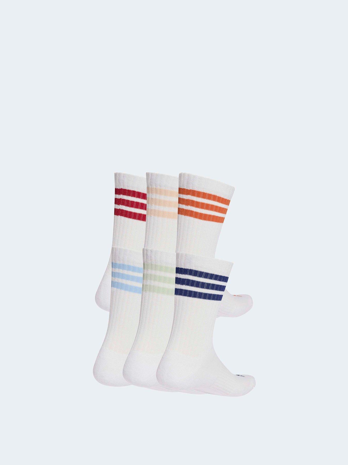 Image 2 of 4 of adidas Sportswear Unisex 3 Stripe Essentials Crew Socks 6 Pack - White