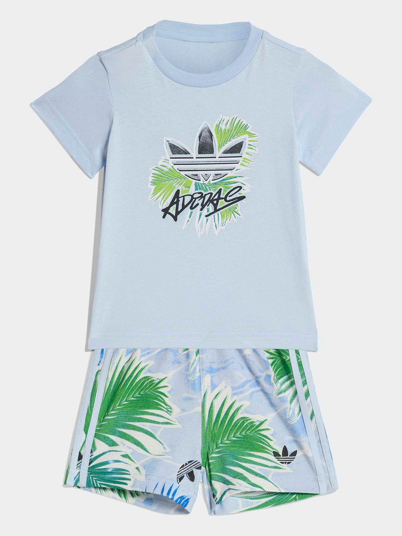 adidas-originals-infant-unisex-floral-printed-short-and-t-shirt-set-blue