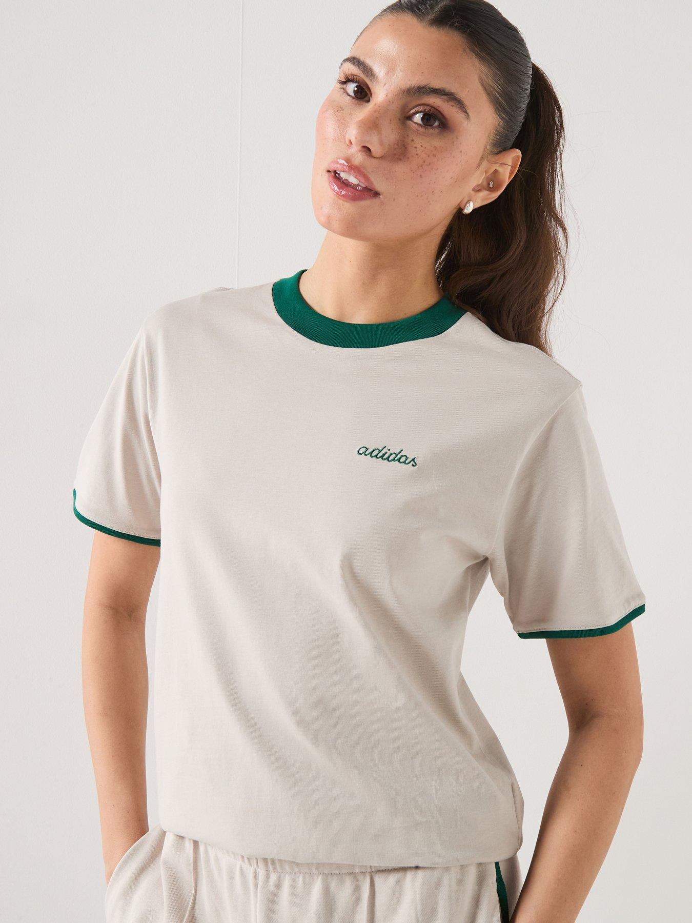 adidas Sportswear Women's Seasonal Essentials Colourpop T-Shirt With Embroidered Graphic - Beige
