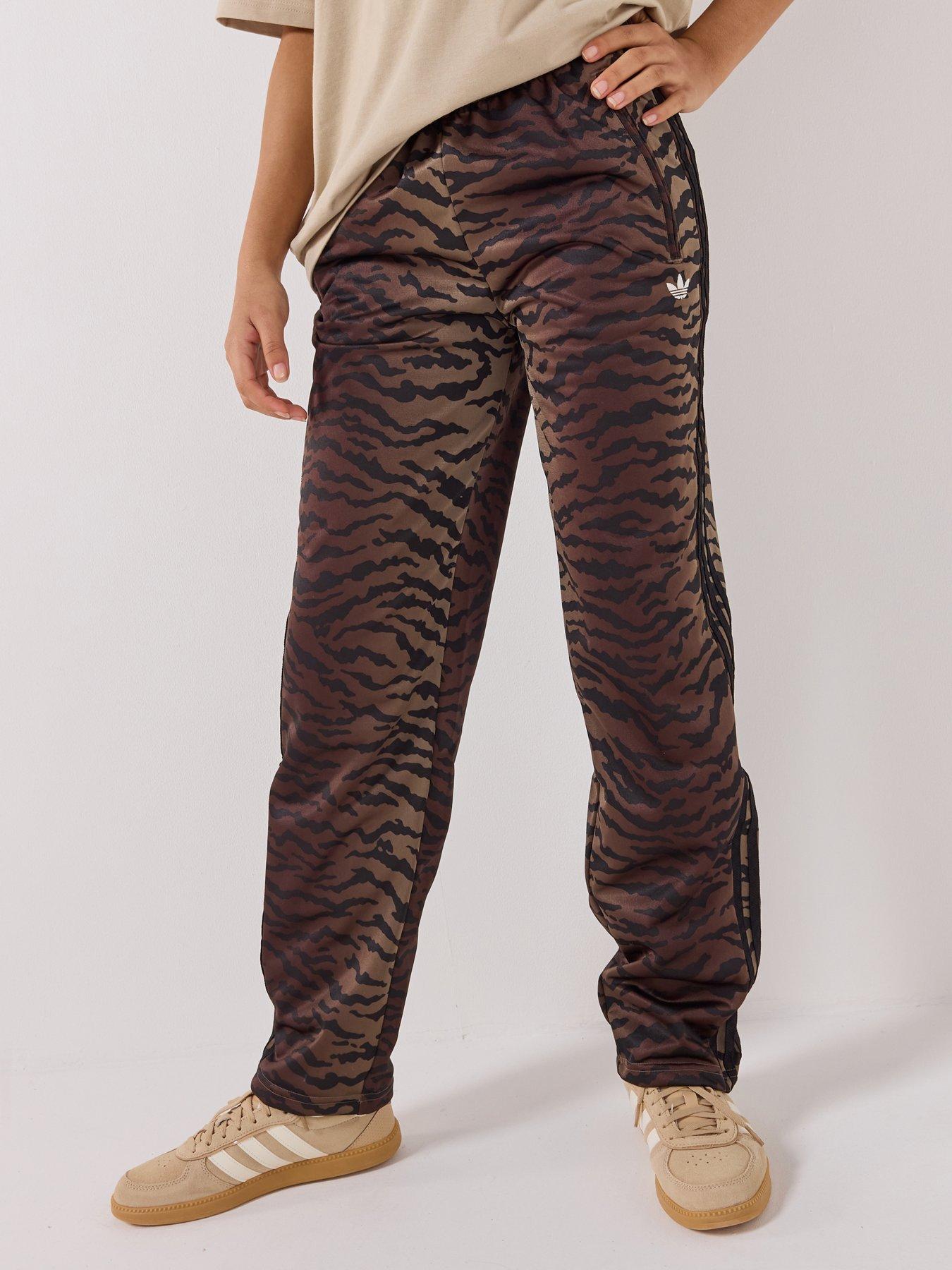 adidas Originals Junior Unisex Firebird Animal Print Track Pants - Brown