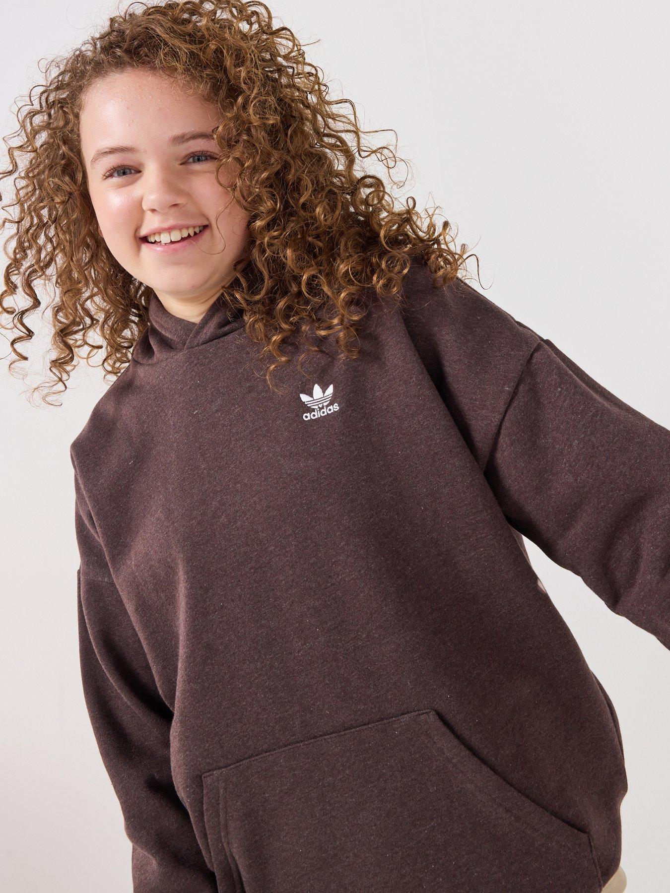 adidas-originals-junior-unisex-loose-fleece-hoodie-kids-brown