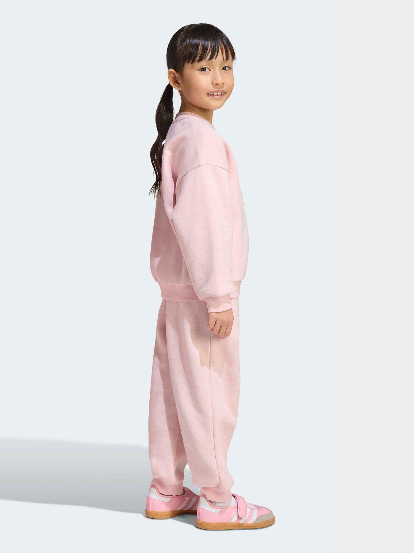 Image 2 of 6 of adidas Originals Kids Unisex Loose Crew Jogger Set - Pink
