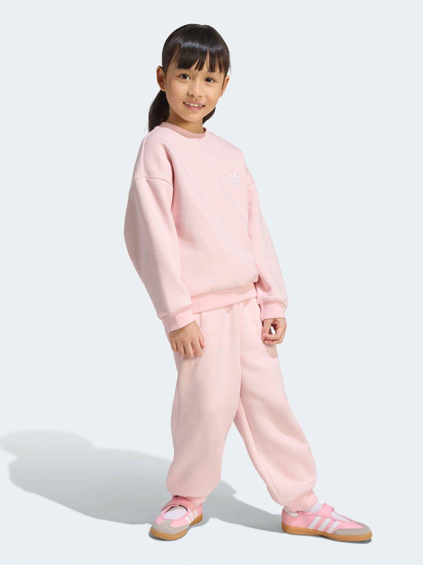 Image 3 of 6 of adidas Originals Kids Unisex Loose Crew Jogger Set - Pink