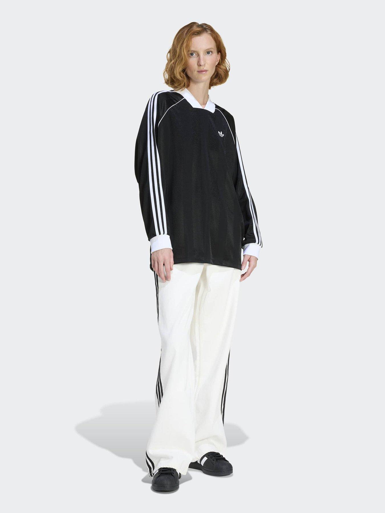Image 3 of 6 of adidas Originals Women's 3 Stripes Jacquard Long Sleeve Tee - Black
