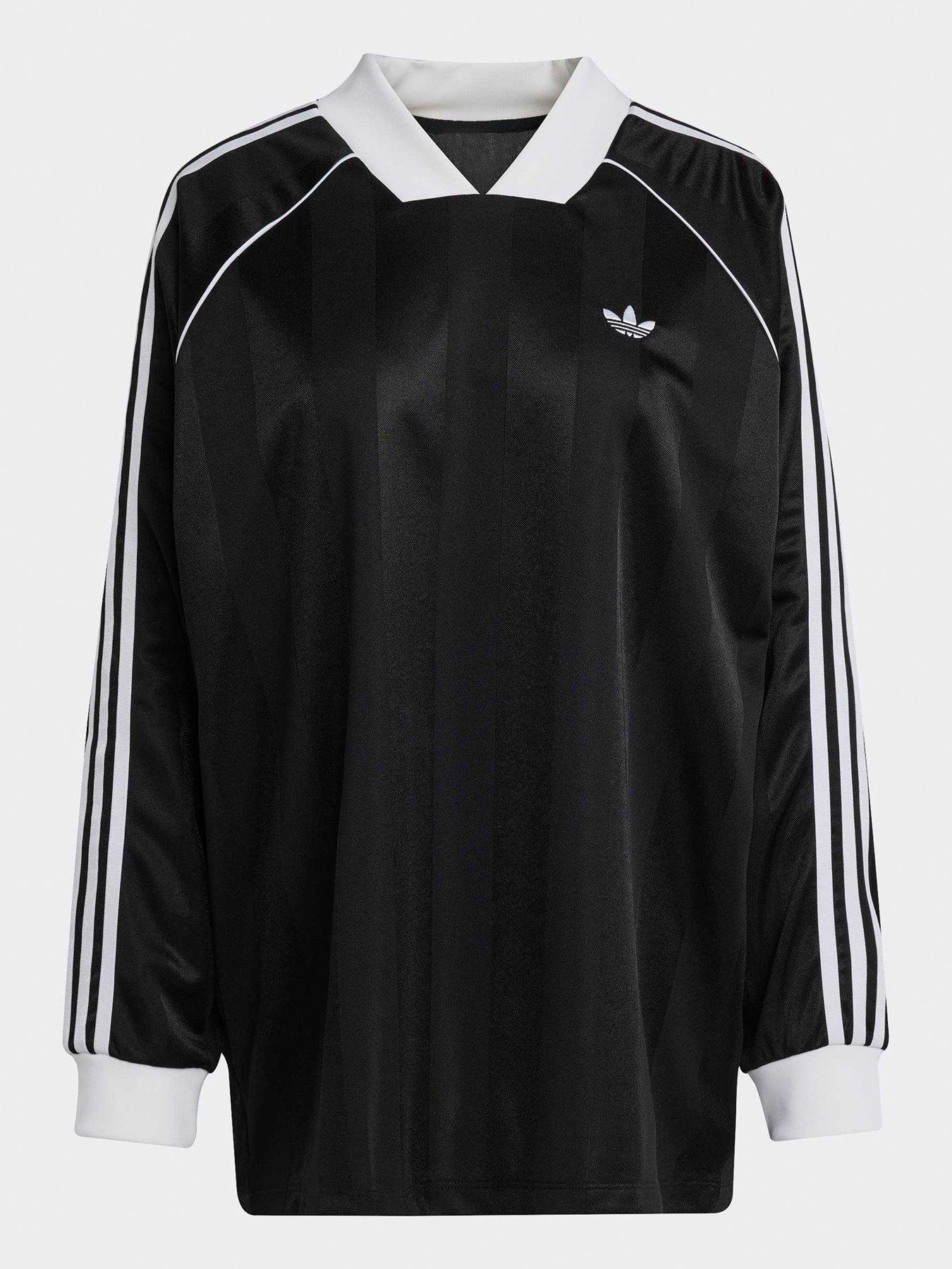 Image 6 of 6 of adidas Originals Women's 3 Stripes Jacquard Long Sleeve Tee - Black