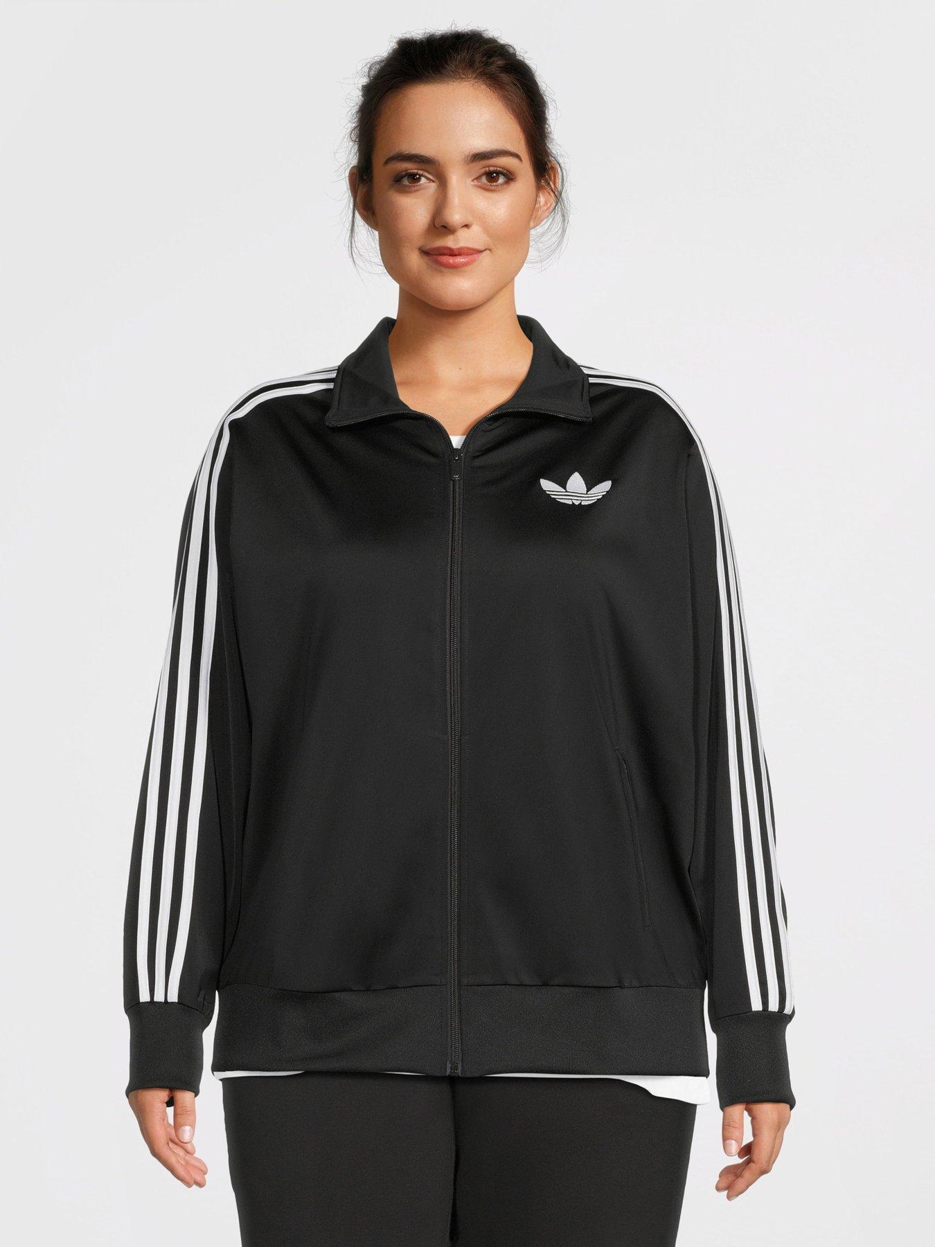 adidas Originals Women's Plus Size Firebird Track Top Loose - Black