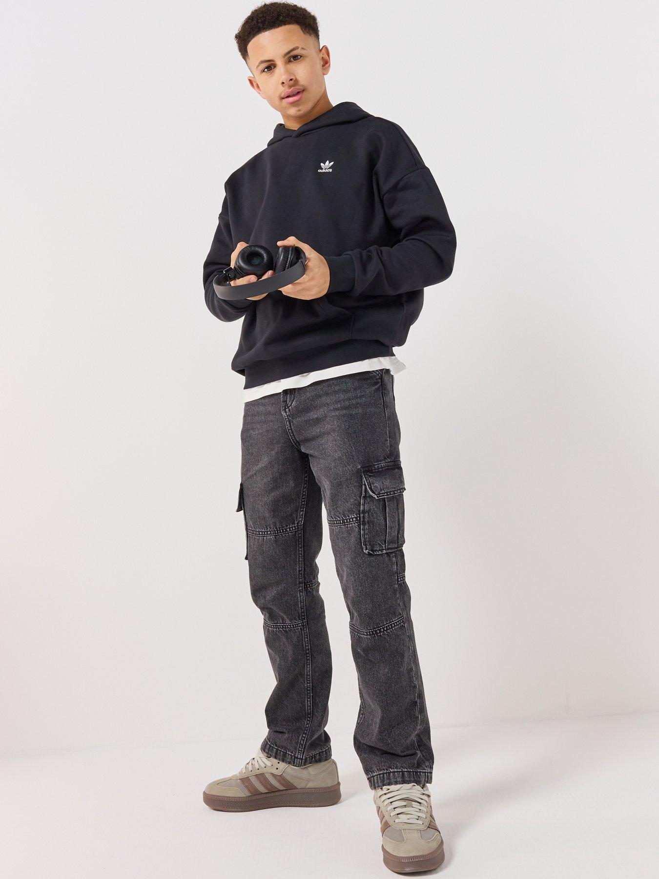 Image 3 of 7 of adidas Originals Junior Unisex Loose Fleece Hoodie Kids - Black