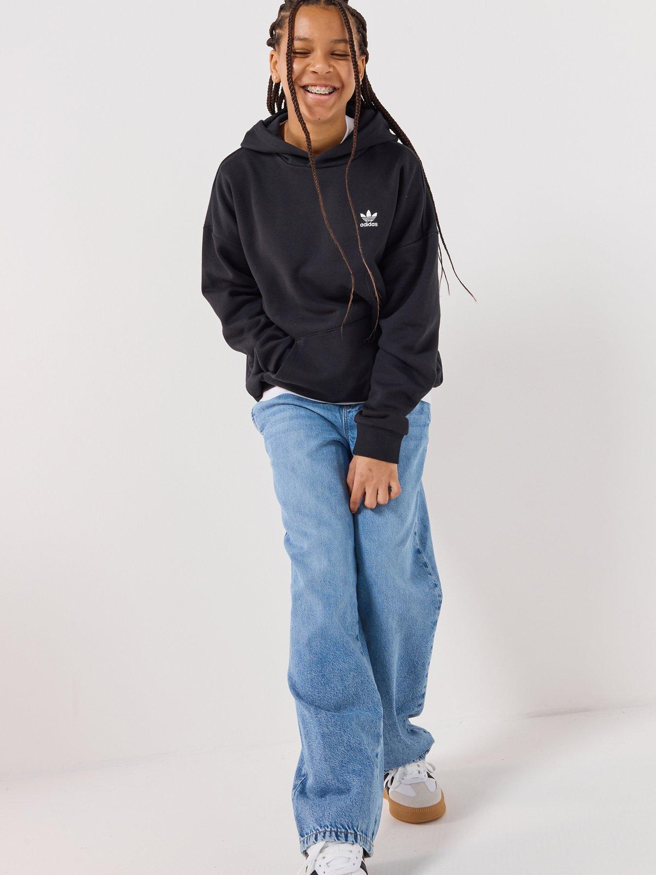 Image 6 of 7 of adidas Originals Junior Unisex Loose Fleece Hoodie Kids - Black