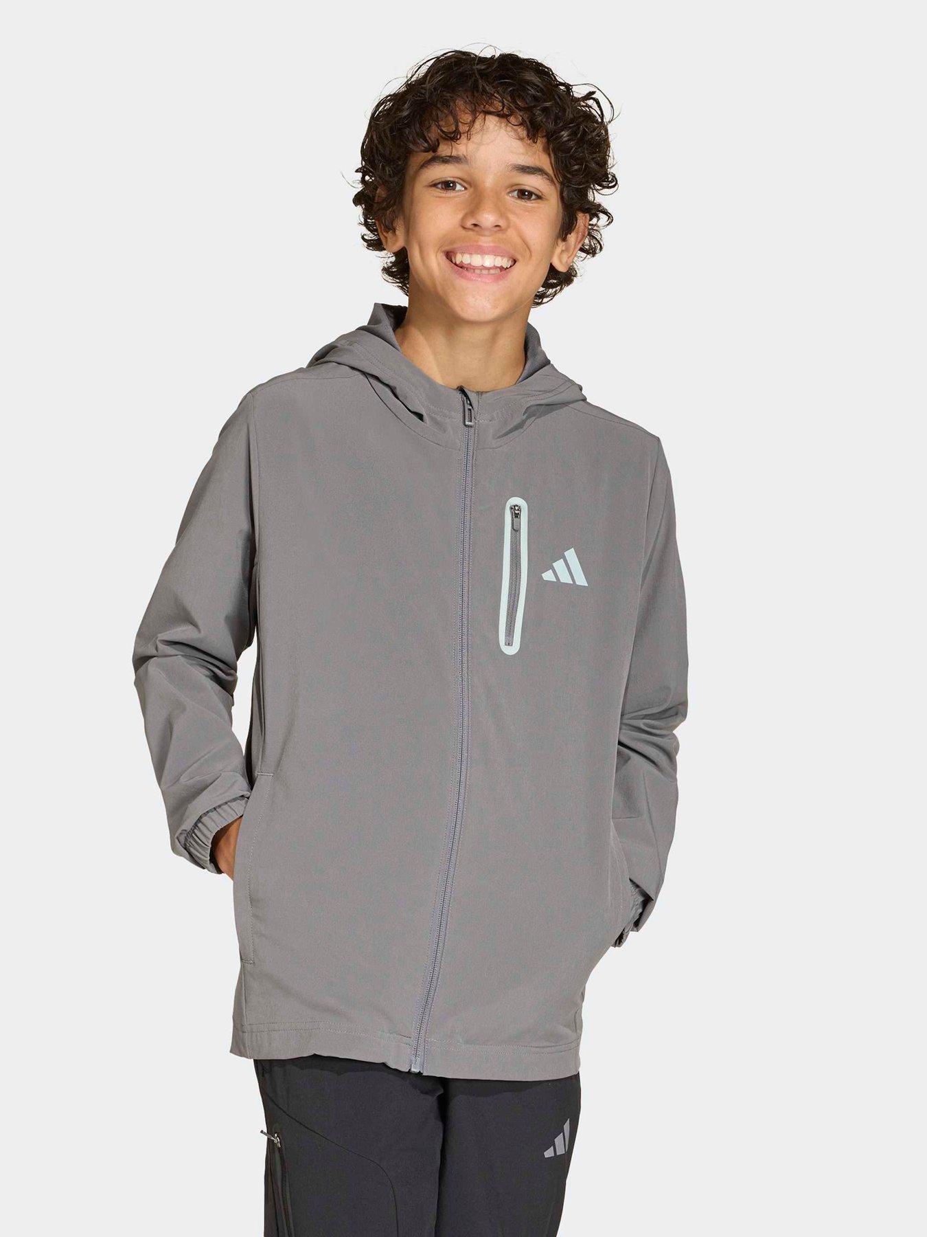 adidas Sportswear Junior Boys Boys Hooded Tech Woven Jacket - Grey