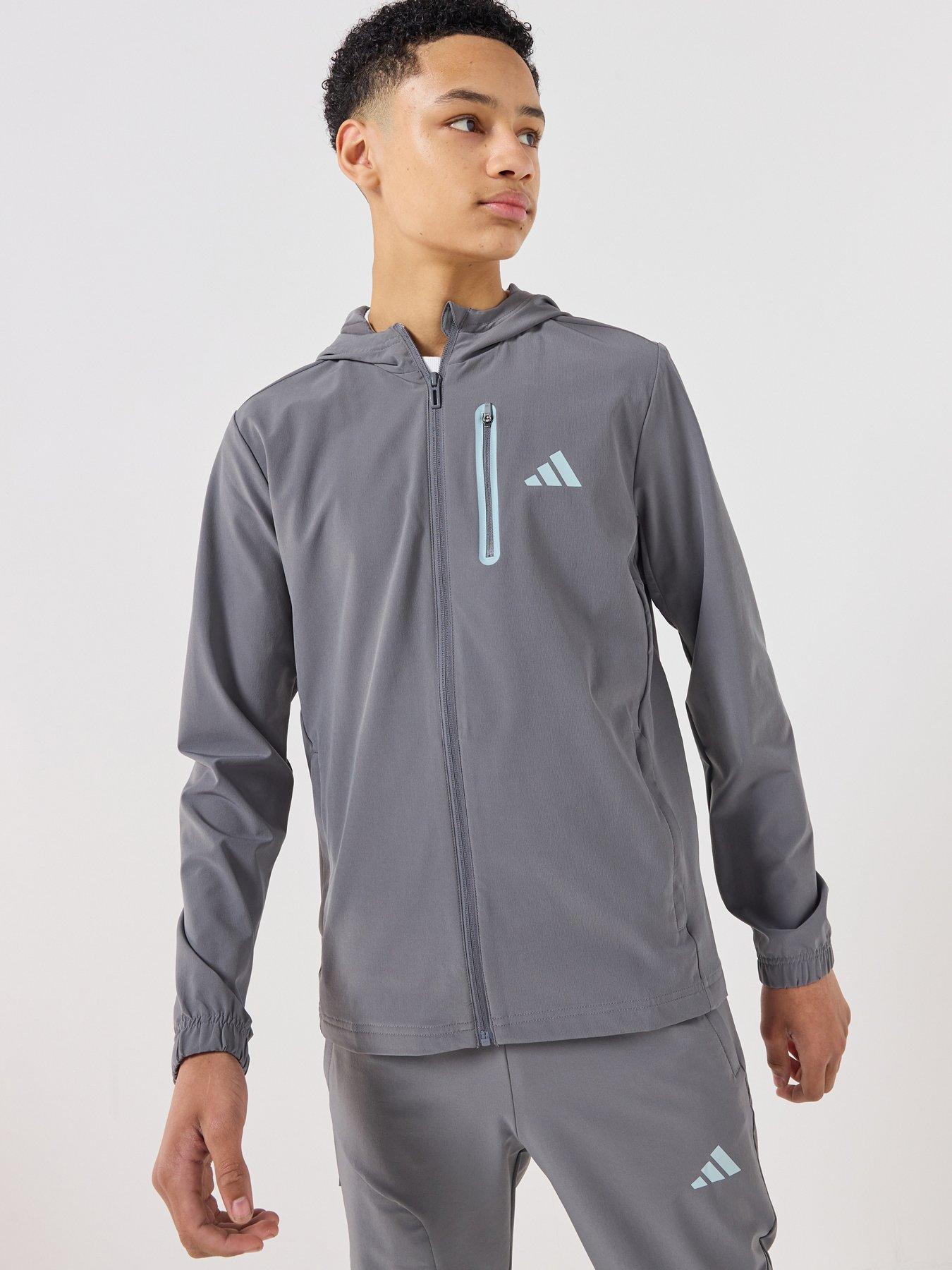 adidas Sportswear Junior Boys Boys Hooded Tech Woven Jacket - Grey