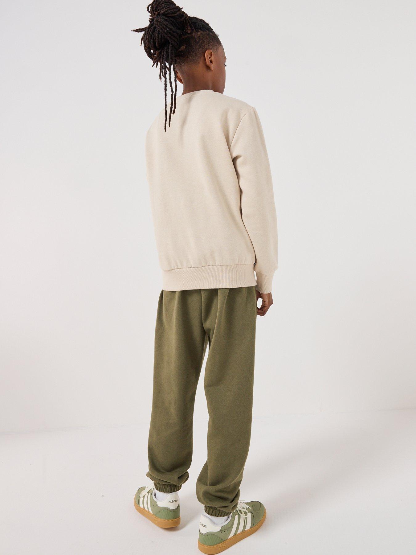 adidas-sportswear-junior-boys-essentials-jogger-set-beigestillFront