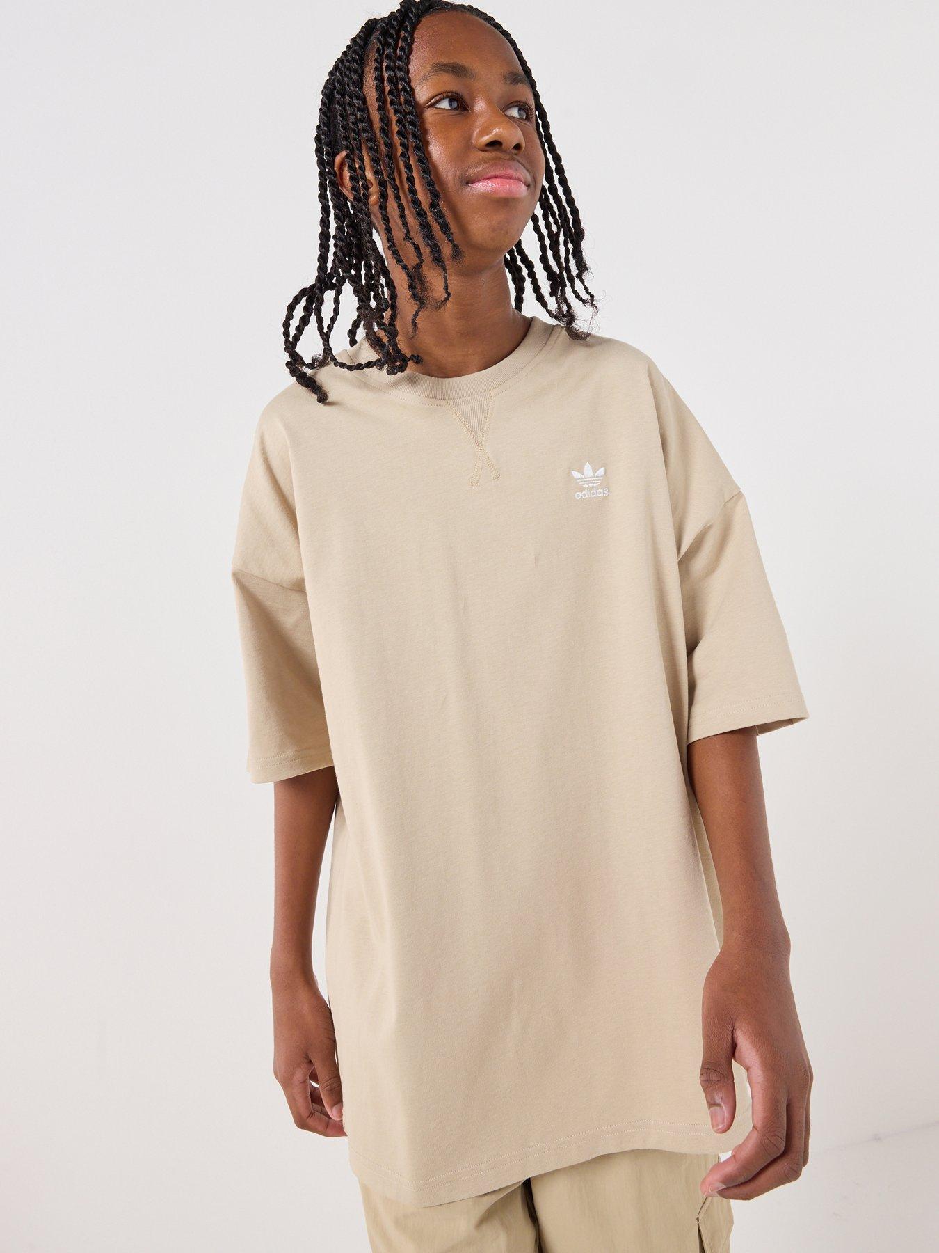 adidas Originals Junior Unisex Oversized Cutline T-Shirt - Beige