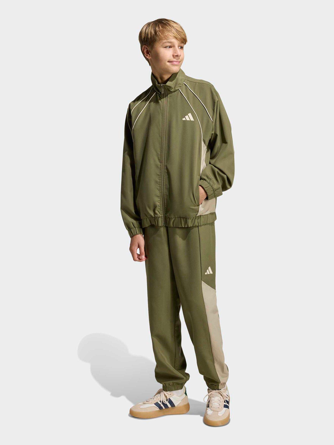 Image 1 of 7 of adidas Sportswear Junior Unisex Colour Block Woven Tracksuit - Green