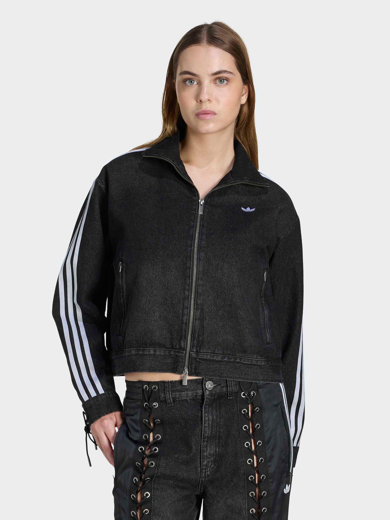 adidas Originals Womens Denim Fire Bird Eyelet Detail Track Top - Black