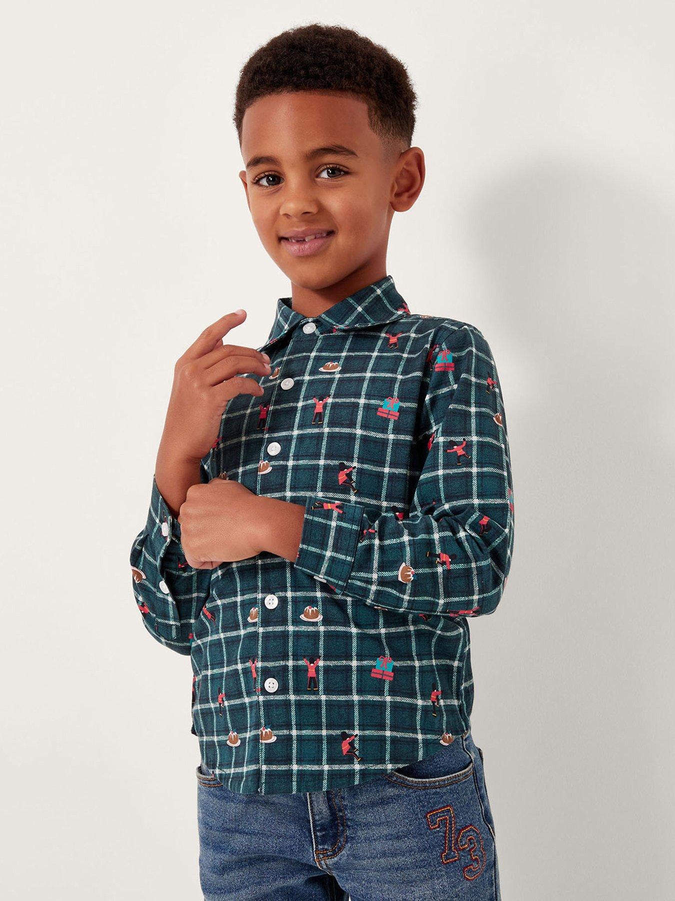 Monsoon Boys Christmas Check Shirt - Green