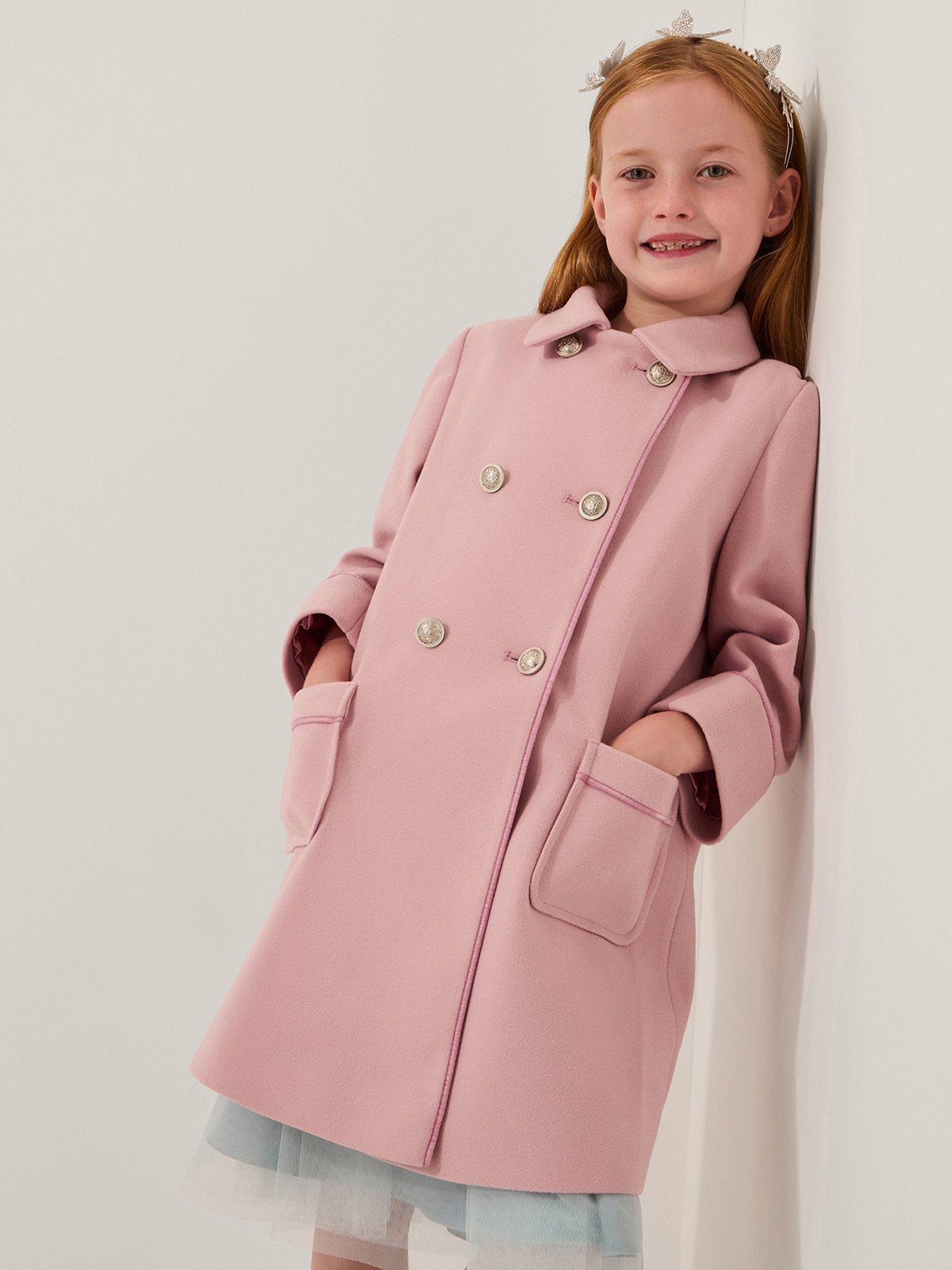 Monsoon Girls Double Breasted Collar Coat - Pink