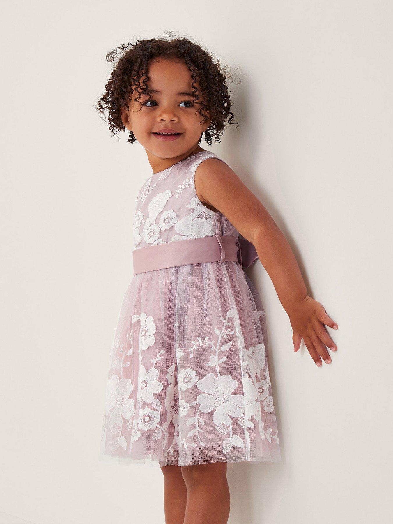 Monsoon Baby Girls Alicia Embroidered Lace Dress - Pink