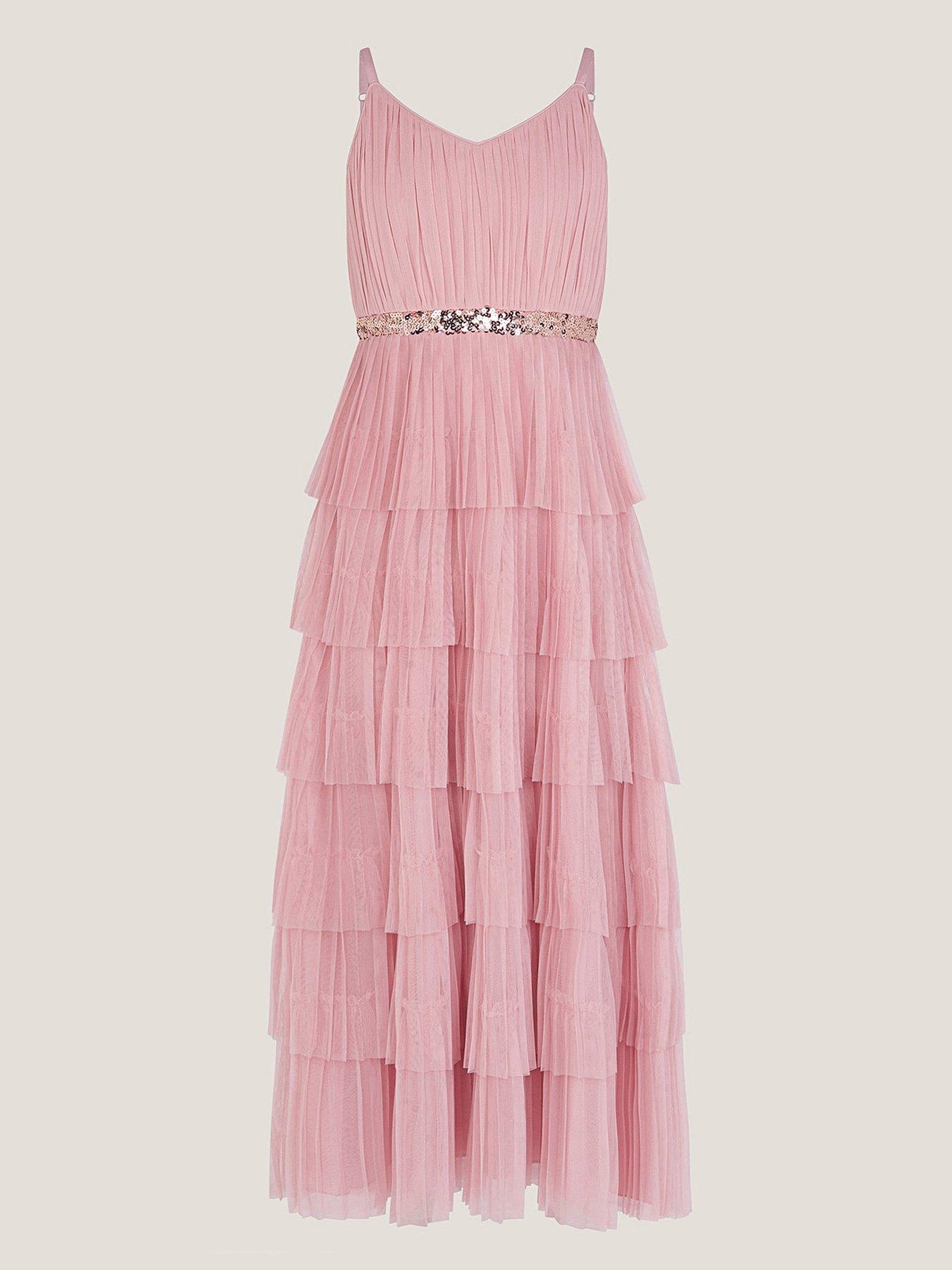Monsoon Girls Fiorella Sleeveless Tiered Maxi Dress - Pink