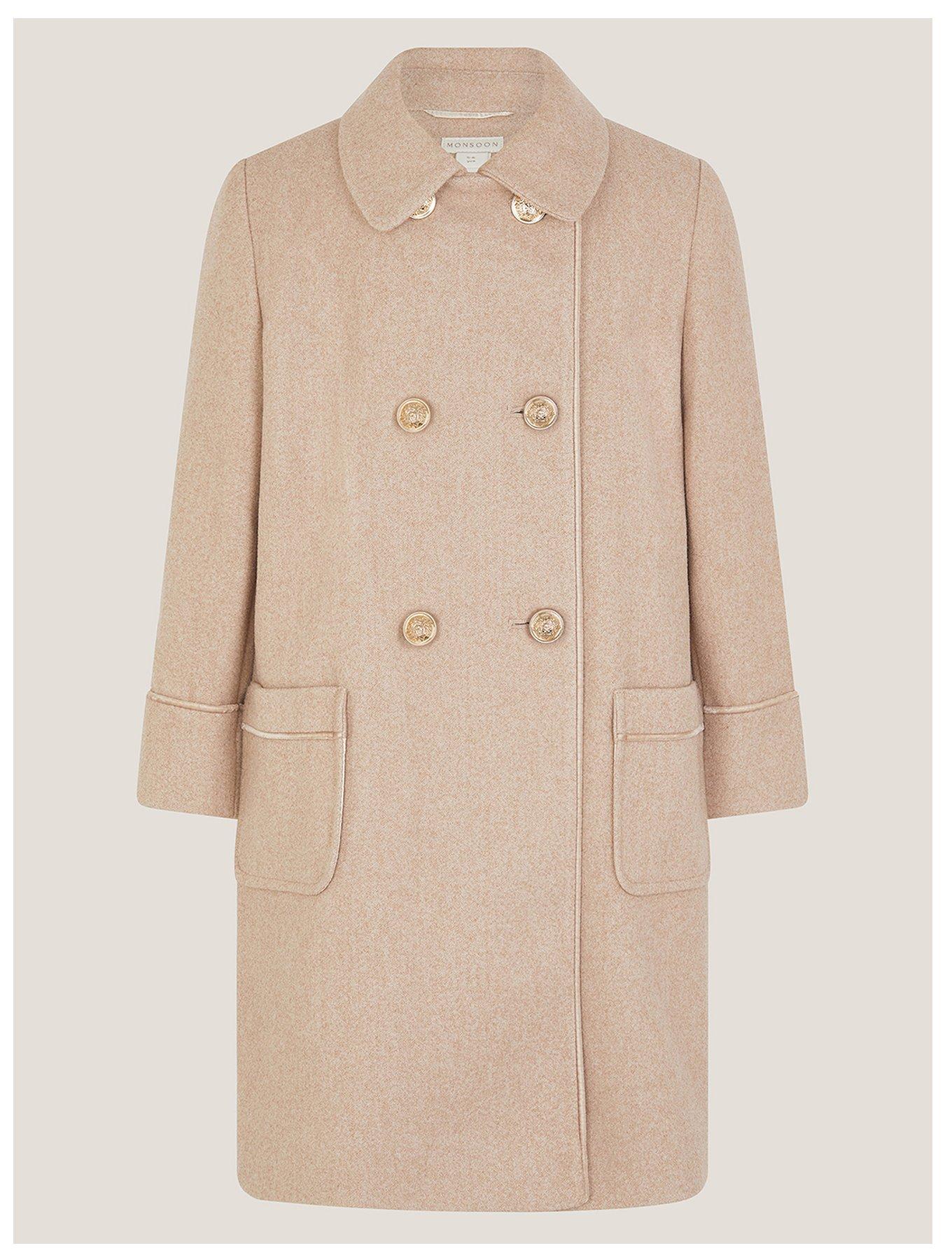 Monsoon Girls Double Breasted Collar Coat - Beige