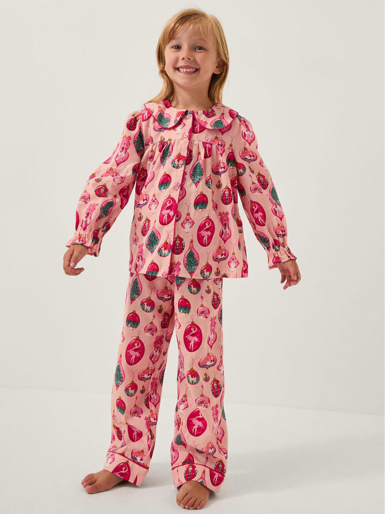 Monsoon Girls Christmas Bauble Print Long Pyjamas Set - Pink