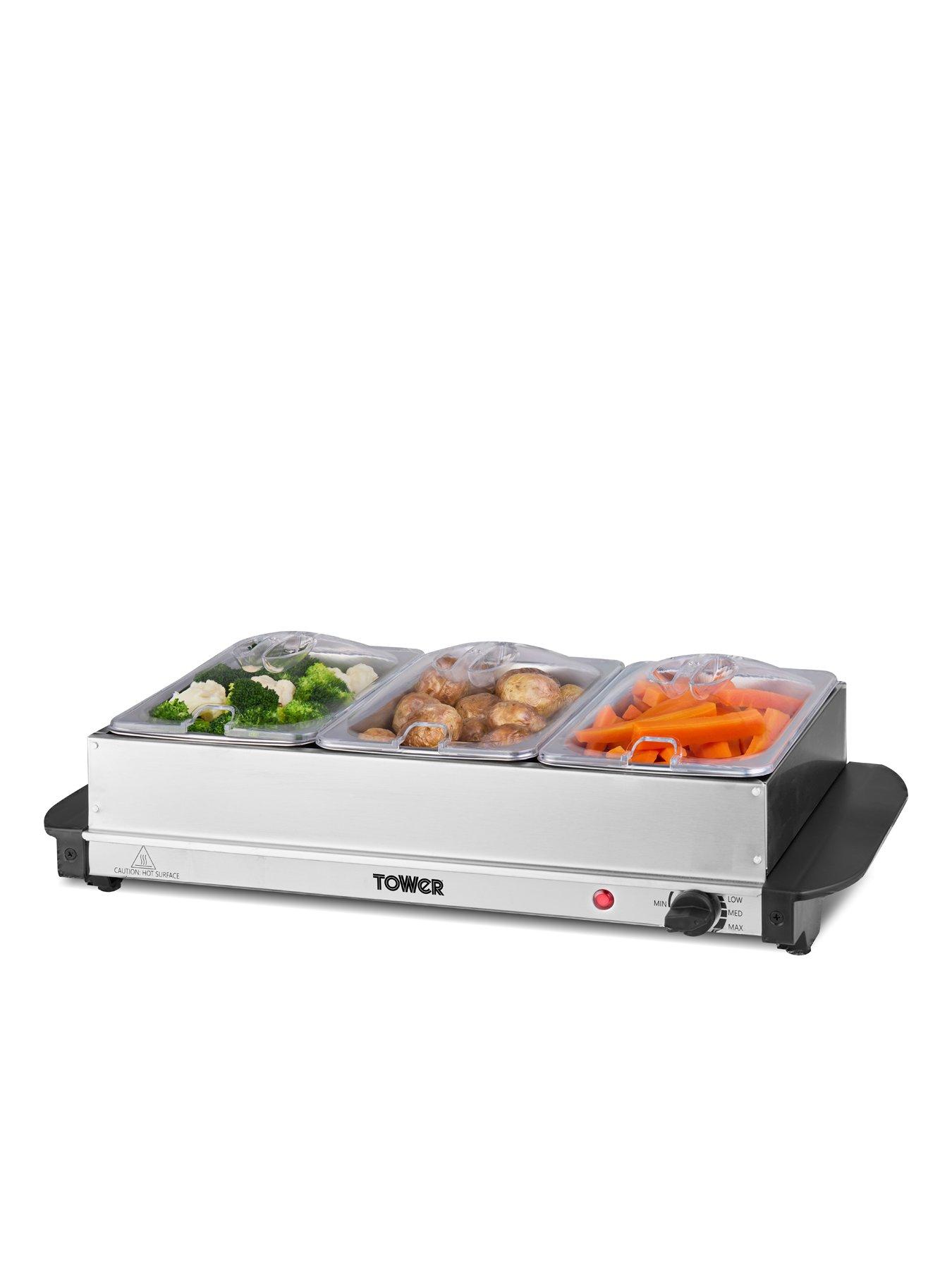 Image 1 of 7 of Tower Tower T16150 Buffet Server with 3 x 1.5L capacity, Stainless Steel.