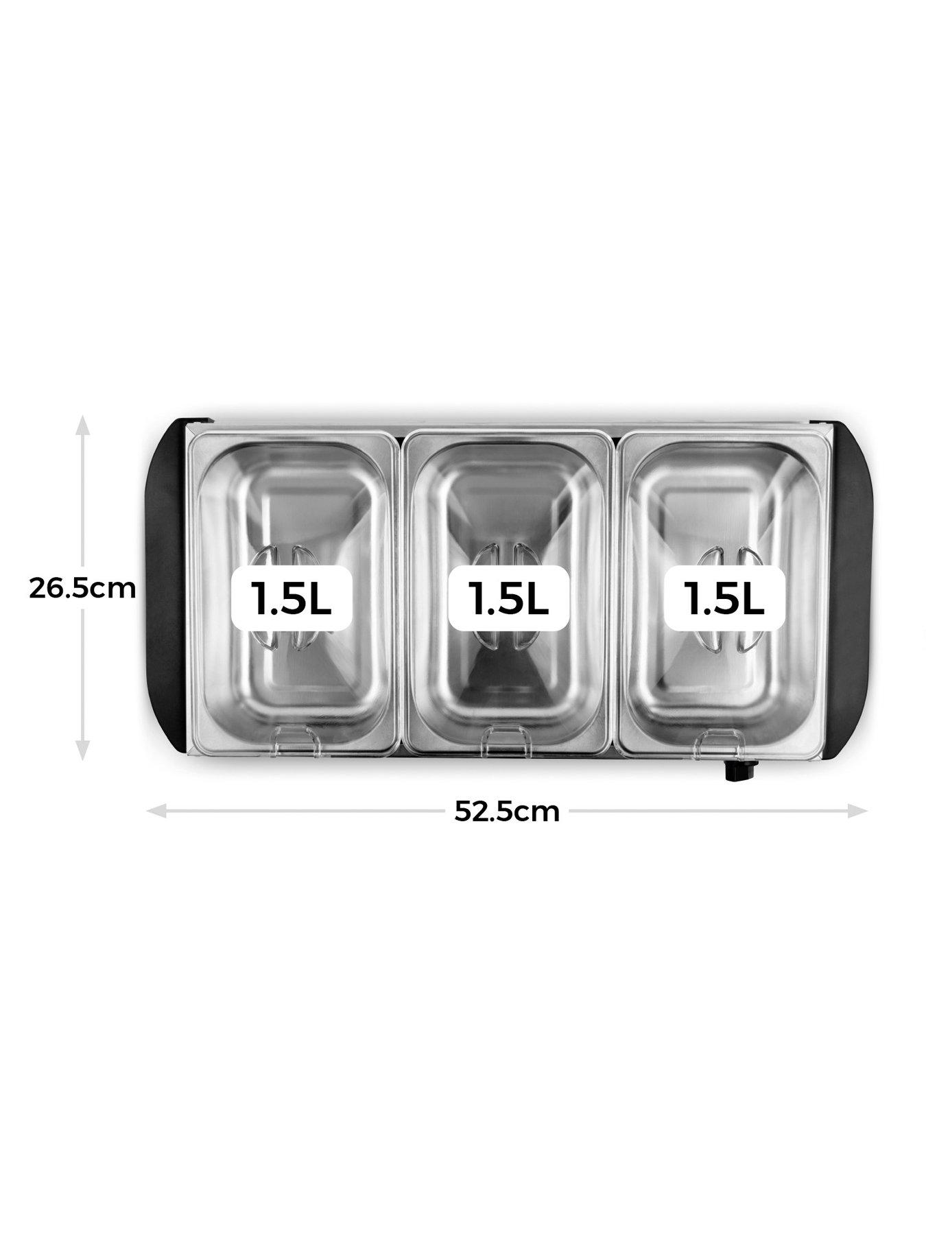 Image 6 of 7 of Tower Tower T16150 Buffet Server with 3 x 1.5L capacity, Stainless Steel.