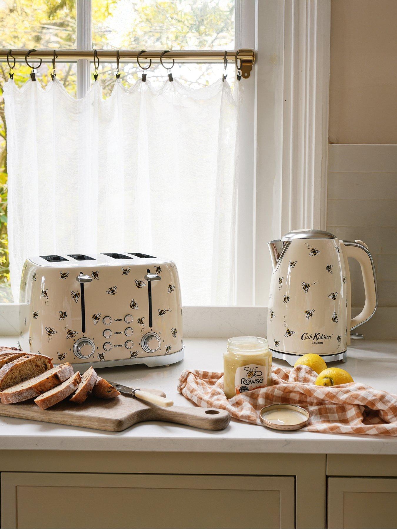 Image 2 of 7 of Laura Ashley Cath Kidston 4-Slice Toaster and Kettle Twin Pack - Cream with Bees