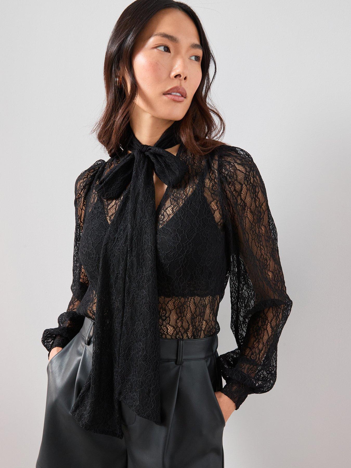 the-very-collection-lace-blouson-scarf-detail-top-black
