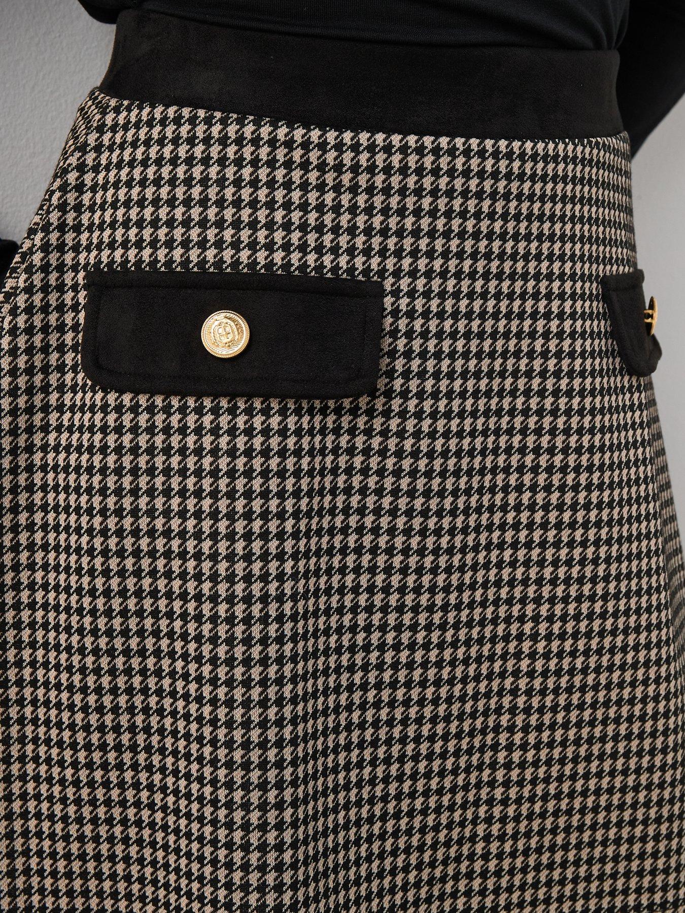 Image 5 of 6 of The Very Collection Check &amp; Faux Suede Mini Skirt-Check - Multi