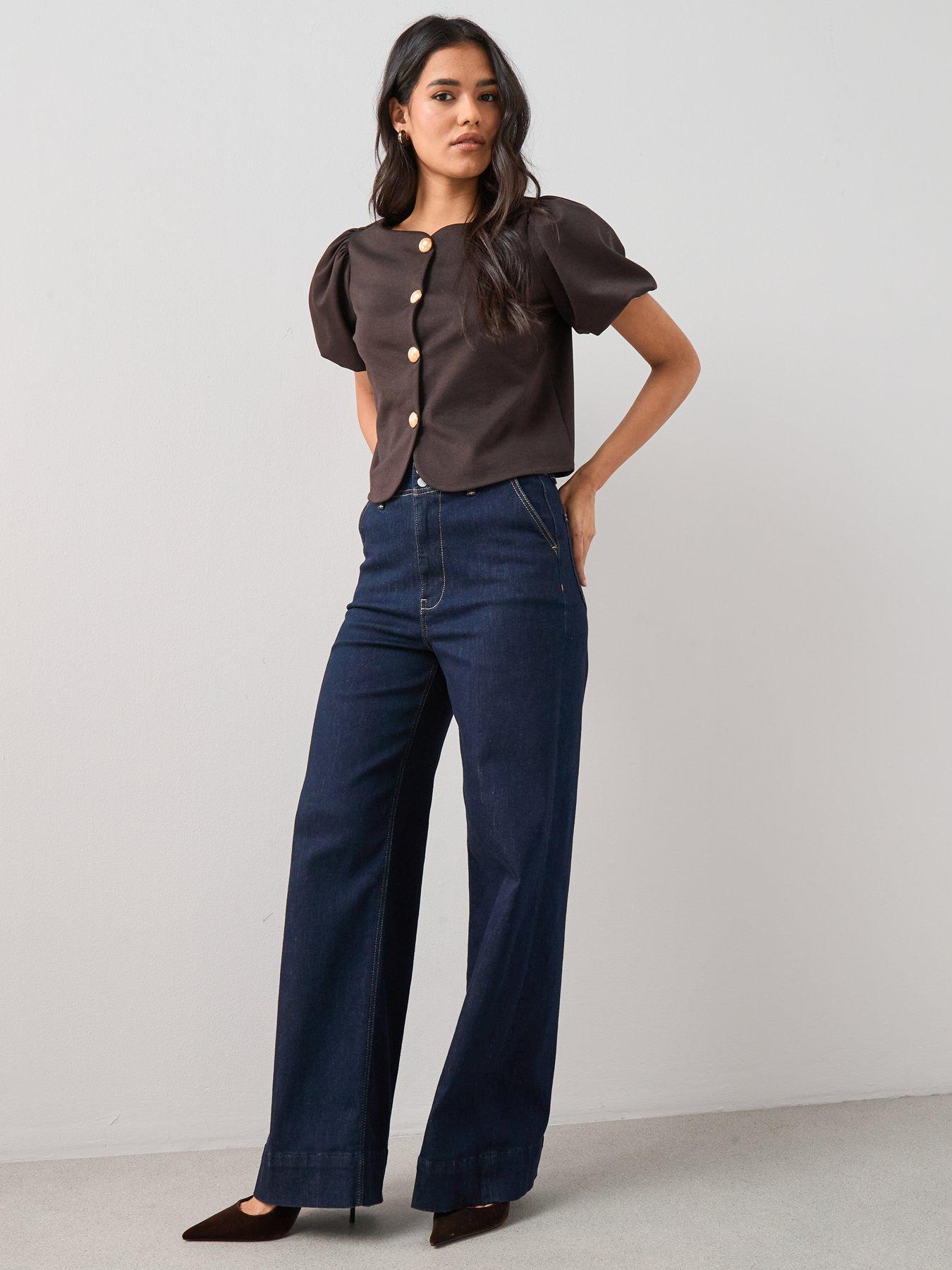 the-very-collection-puff-sleeve-button-up-top-brownoutfit