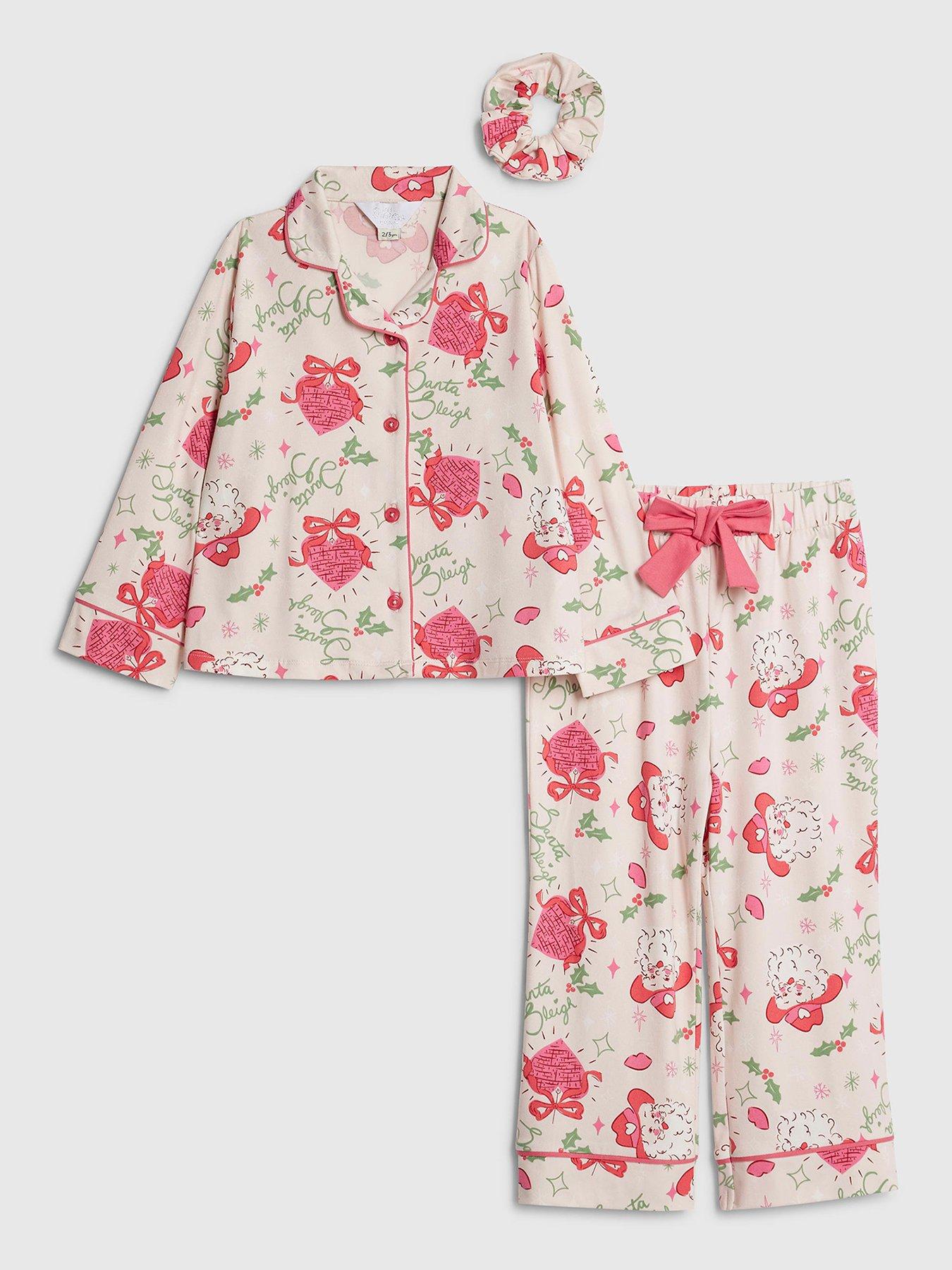 River Island Mini Girls Santa Sleigh Pyjama Set - Pink