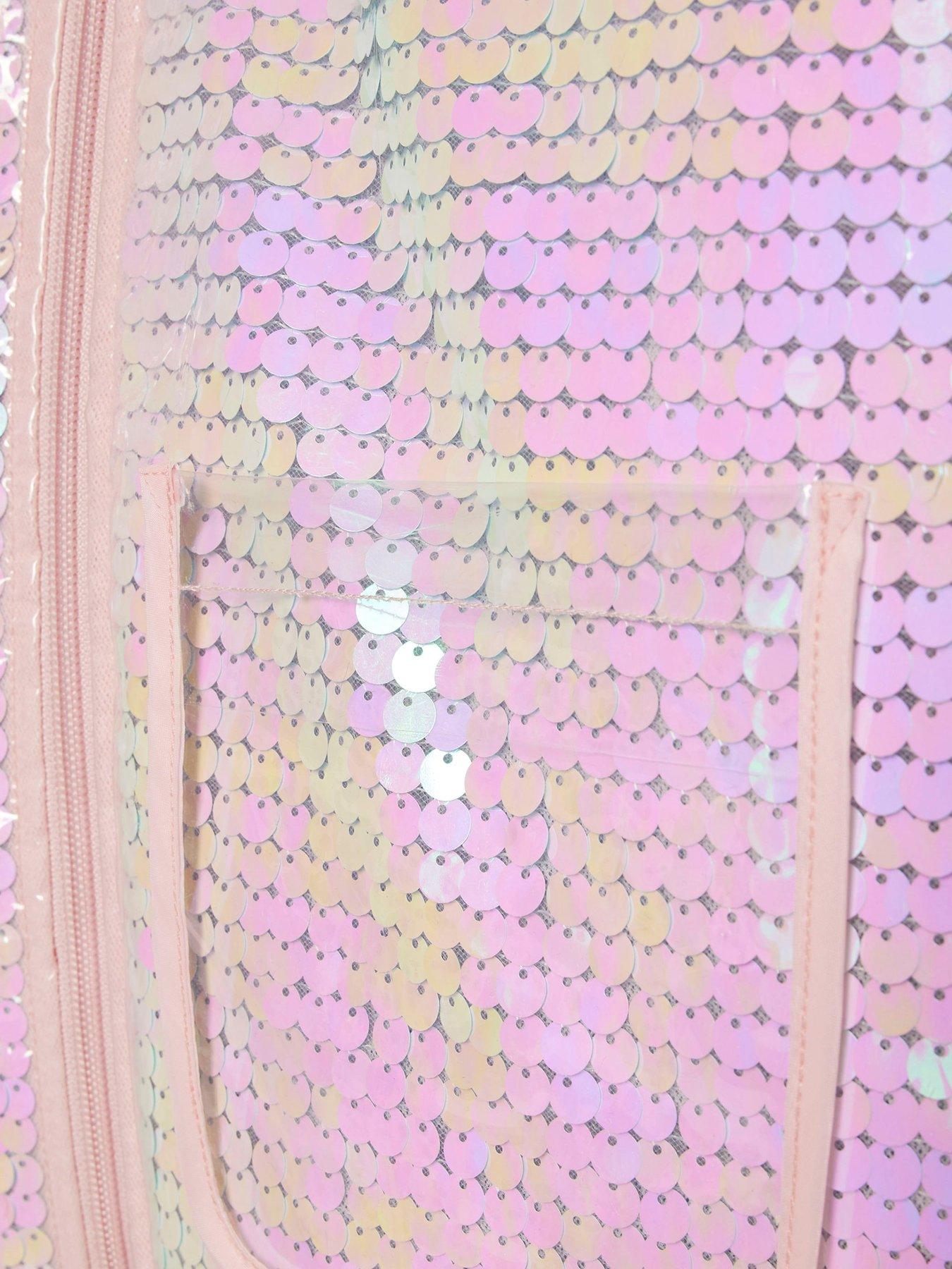 river-island-older-girls-sequin-rain-mac-pinkdetail