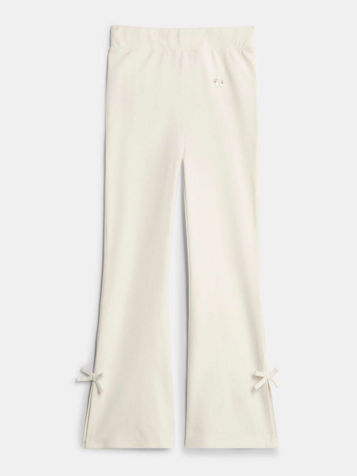 River Island Older Girls Cosy Bow Flared Trousers - Cream