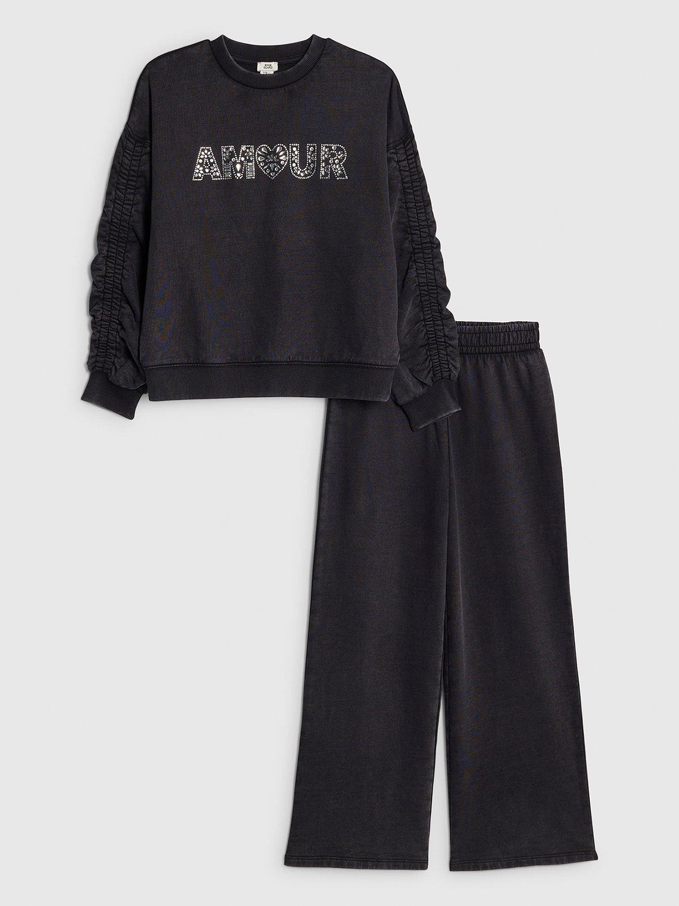 river-island-older-girls-washed-amour-sweatshirt-set-grey