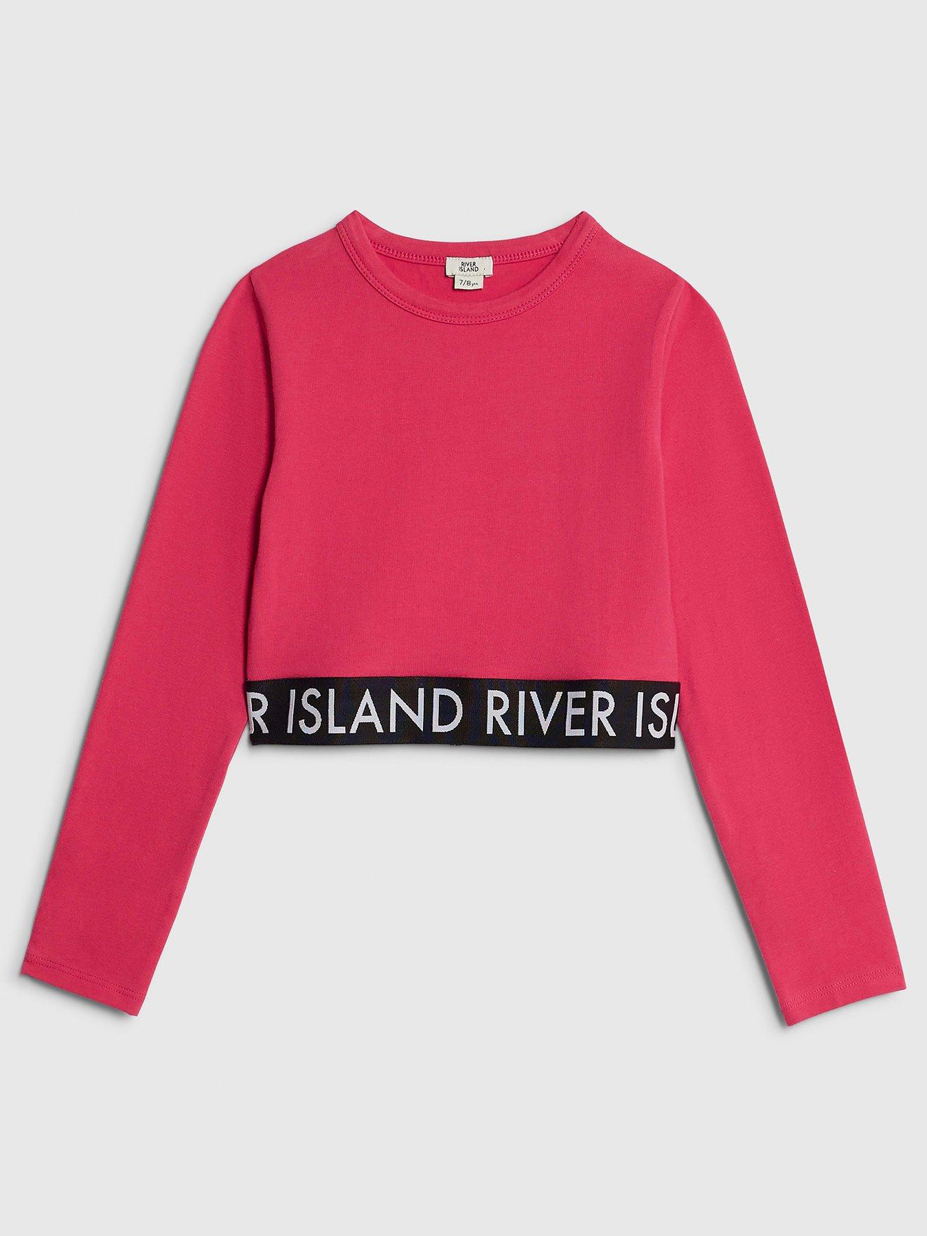 River Island Older Girls Waistband Monogram Top - Pink