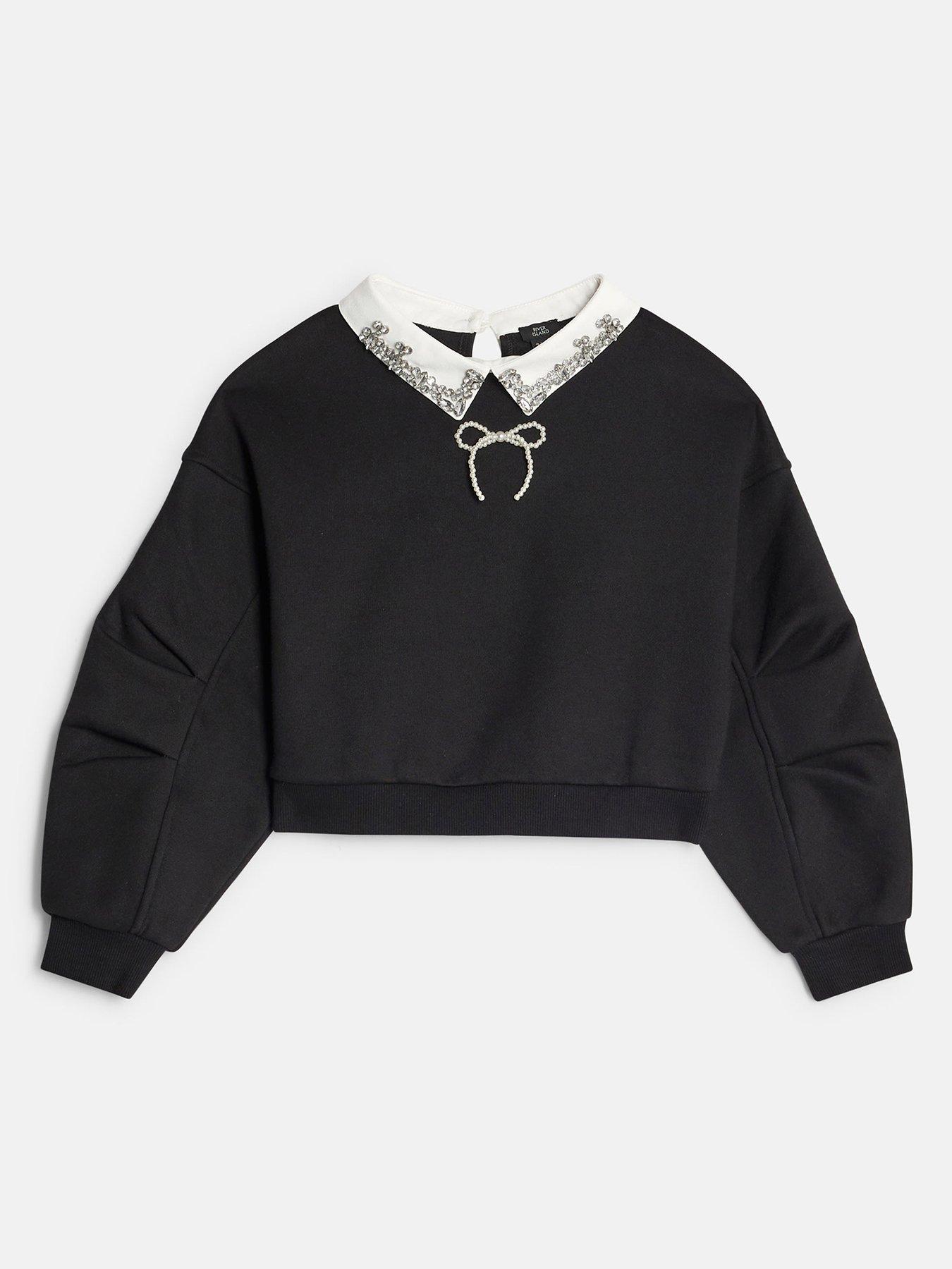 river-island-older-girls-embellished-bow-collar-sweatshirt-black